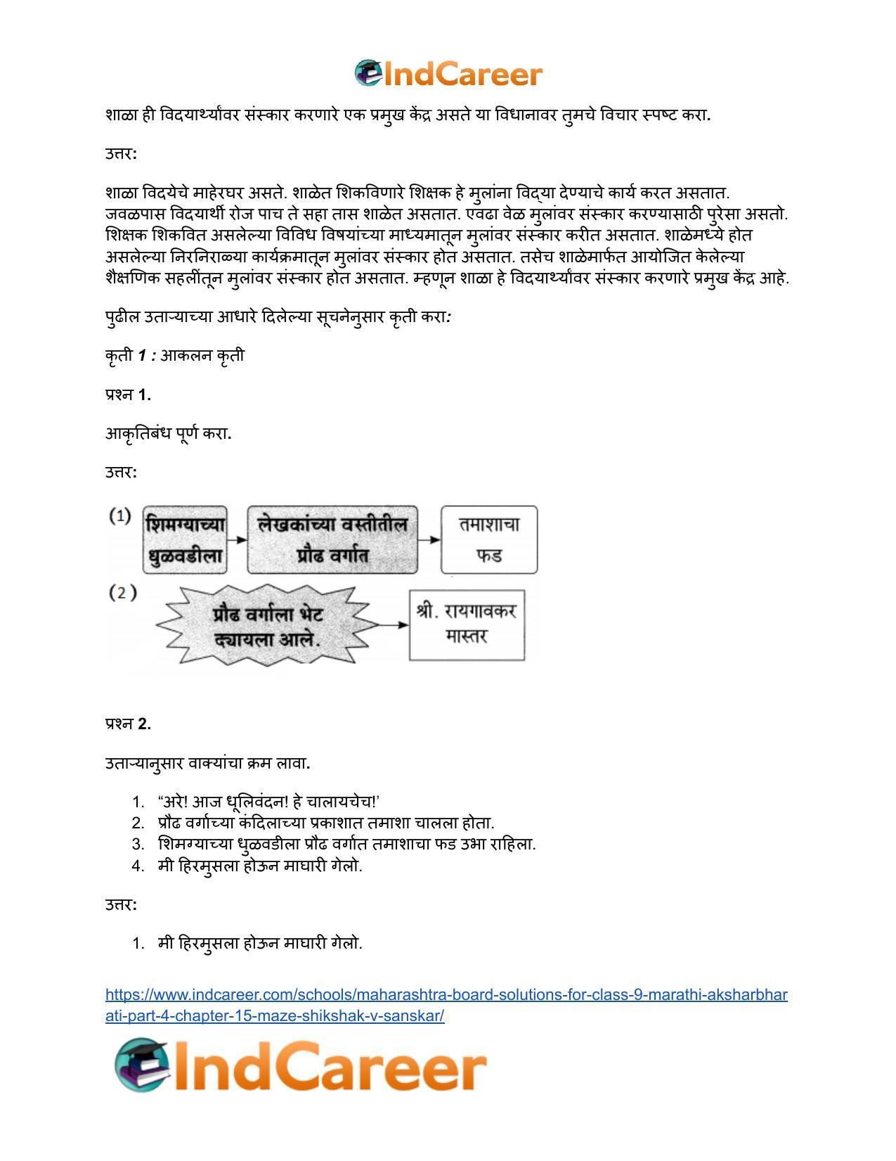 Maharashtra Board Solutions for Class 9- Marathi Aksharbharati (Part- 4): Chapter 15- माझे शिक्षक व संस्कार - Page 22