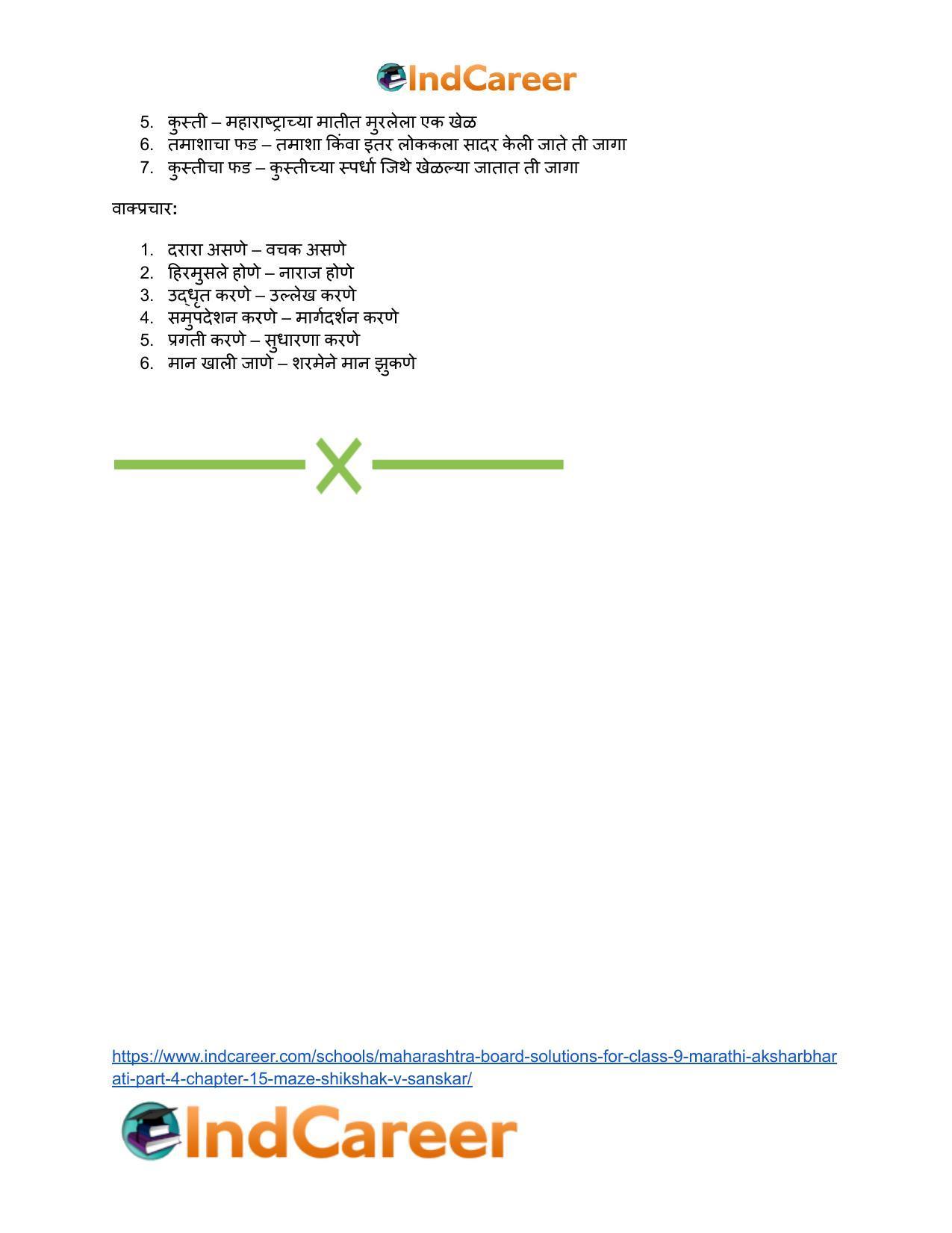 Maharashtra Board Solutions for Class 9- Marathi Aksharbharati (Part- 4): Chapter 15- माझे शिक्षक व संस्कार - Page 31