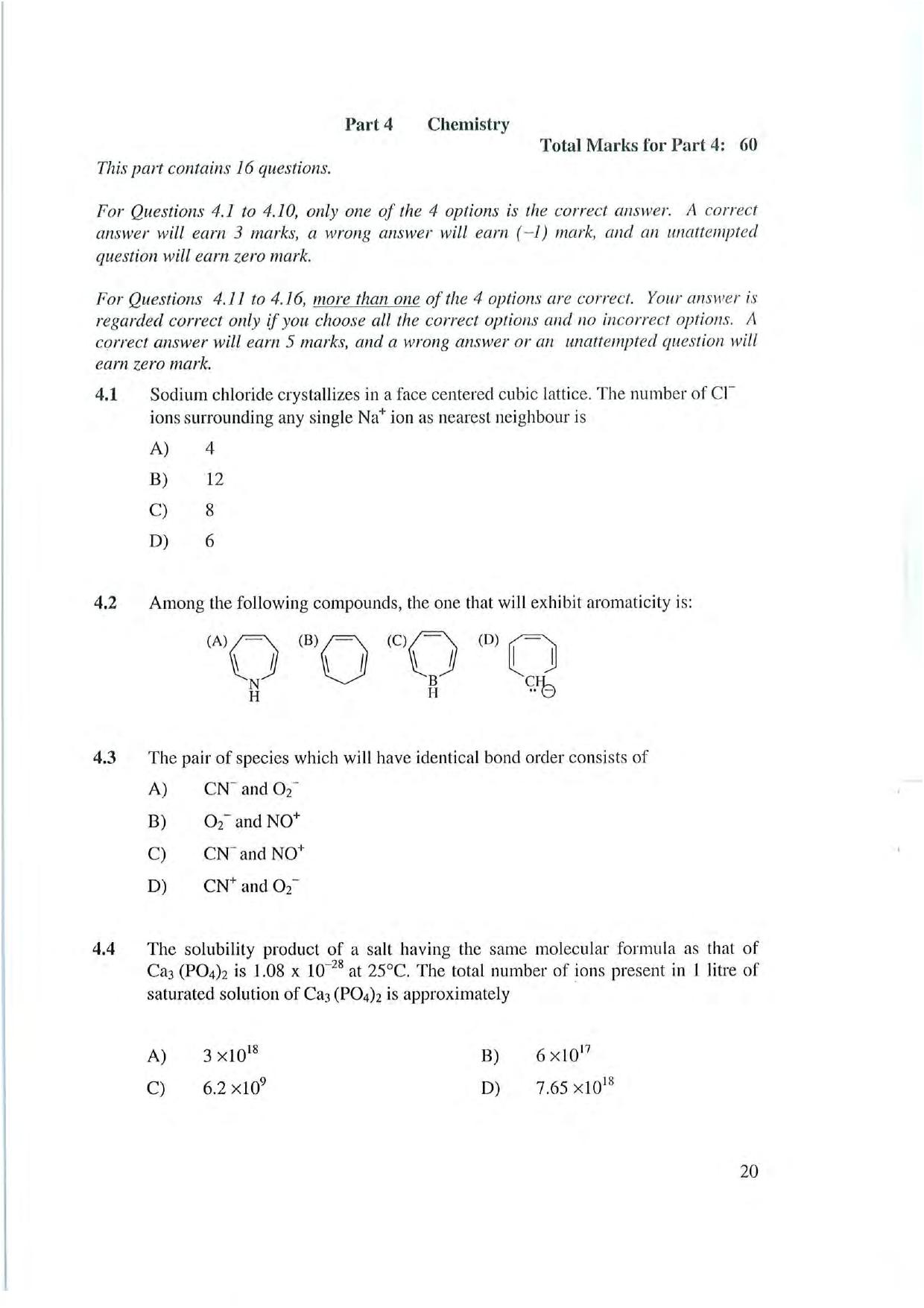 NEST 2022 Question Paper - Page 20