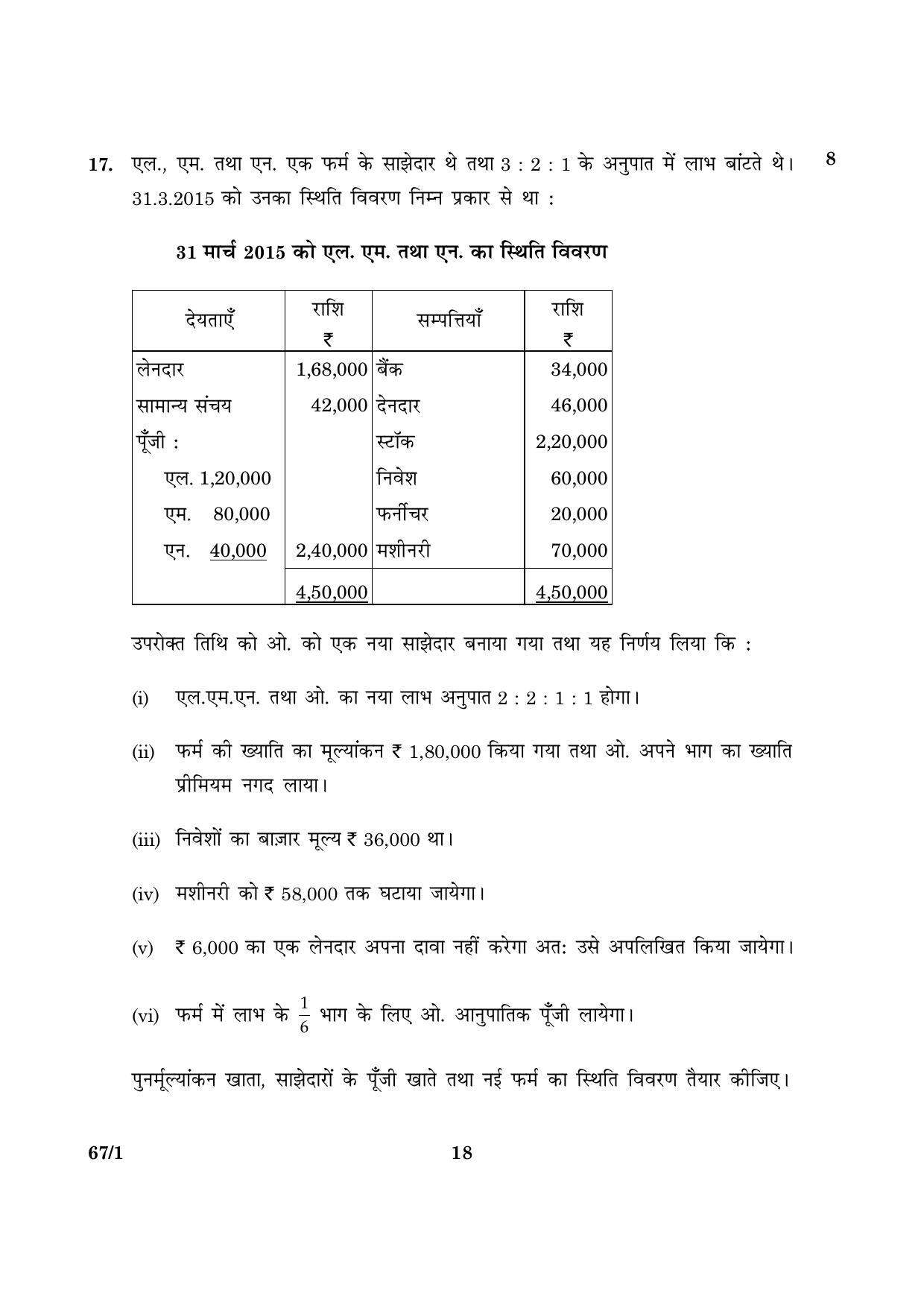 CBSE Class 12 067 Set 1 Accountancy 2016 Question Paper - Page 18