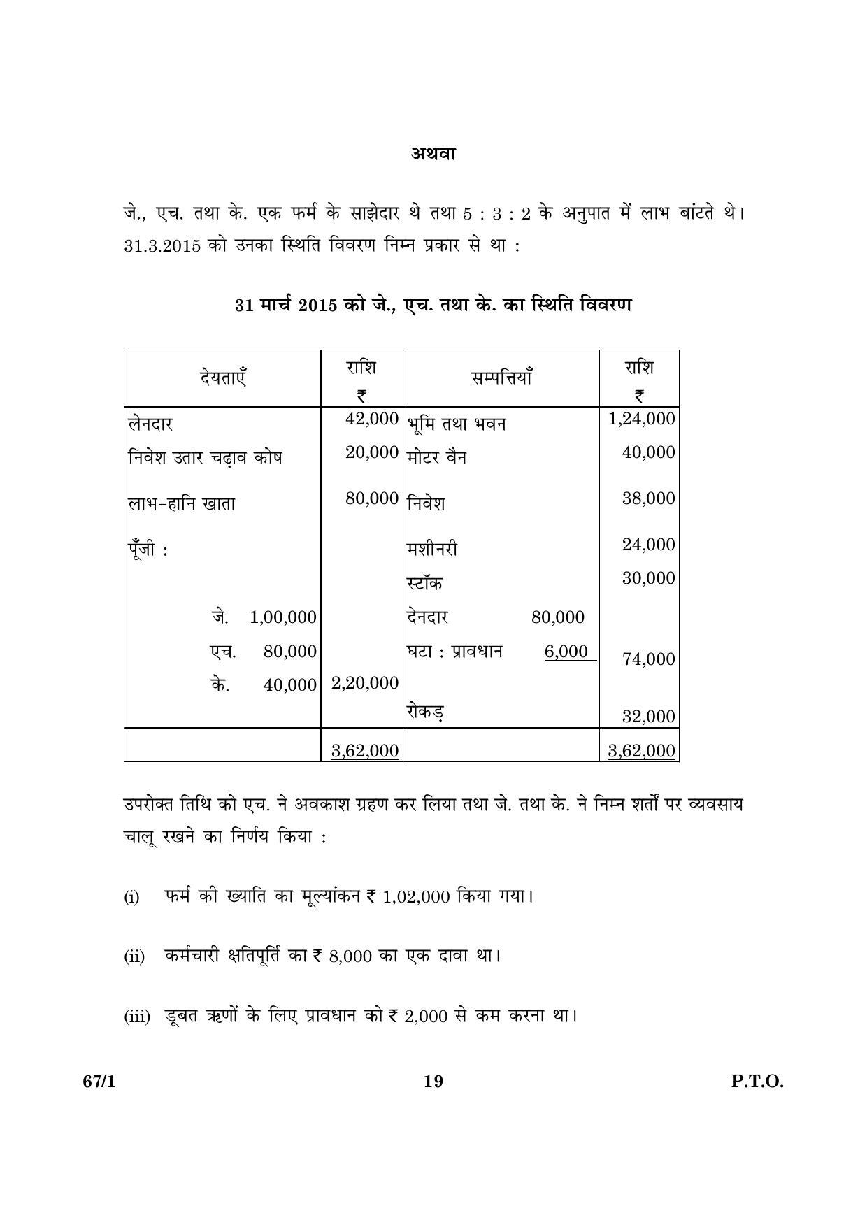 CBSE Class 12 067 Set 1 Accountancy 2016 Question Paper - Page 19