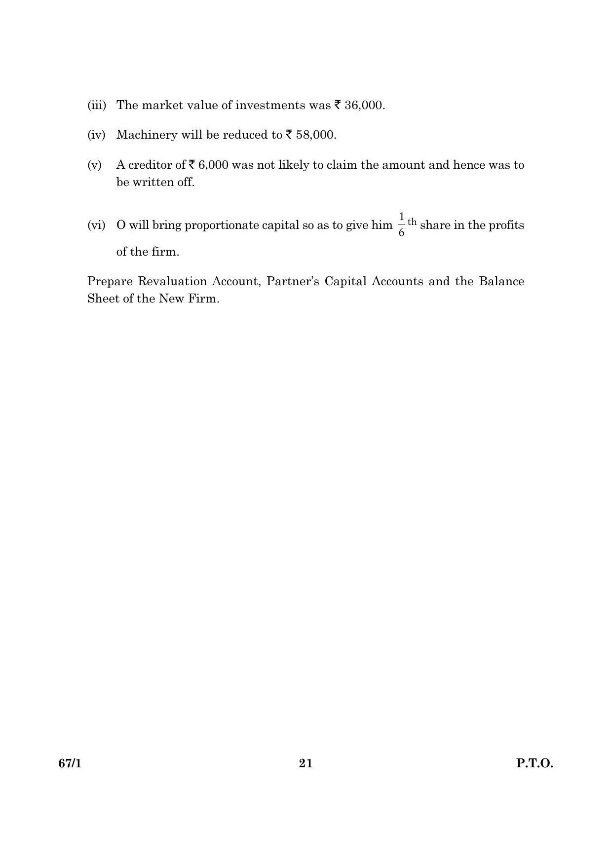CBSE Class 12 067 Set 1 Accountancy 2016 Question Paper - Page 21