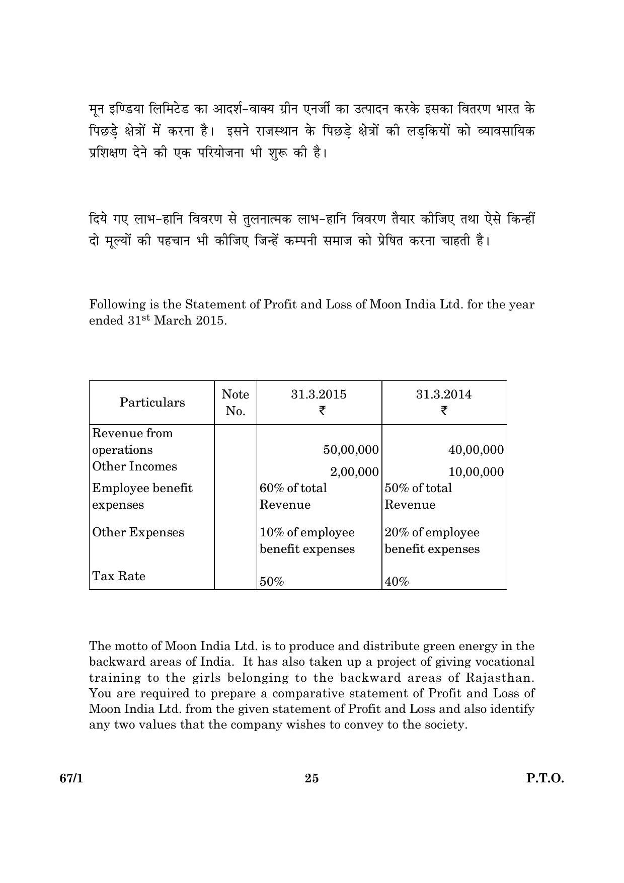 CBSE Class 12 067 Set 1 Accountancy 2016 Question Paper - Page 25