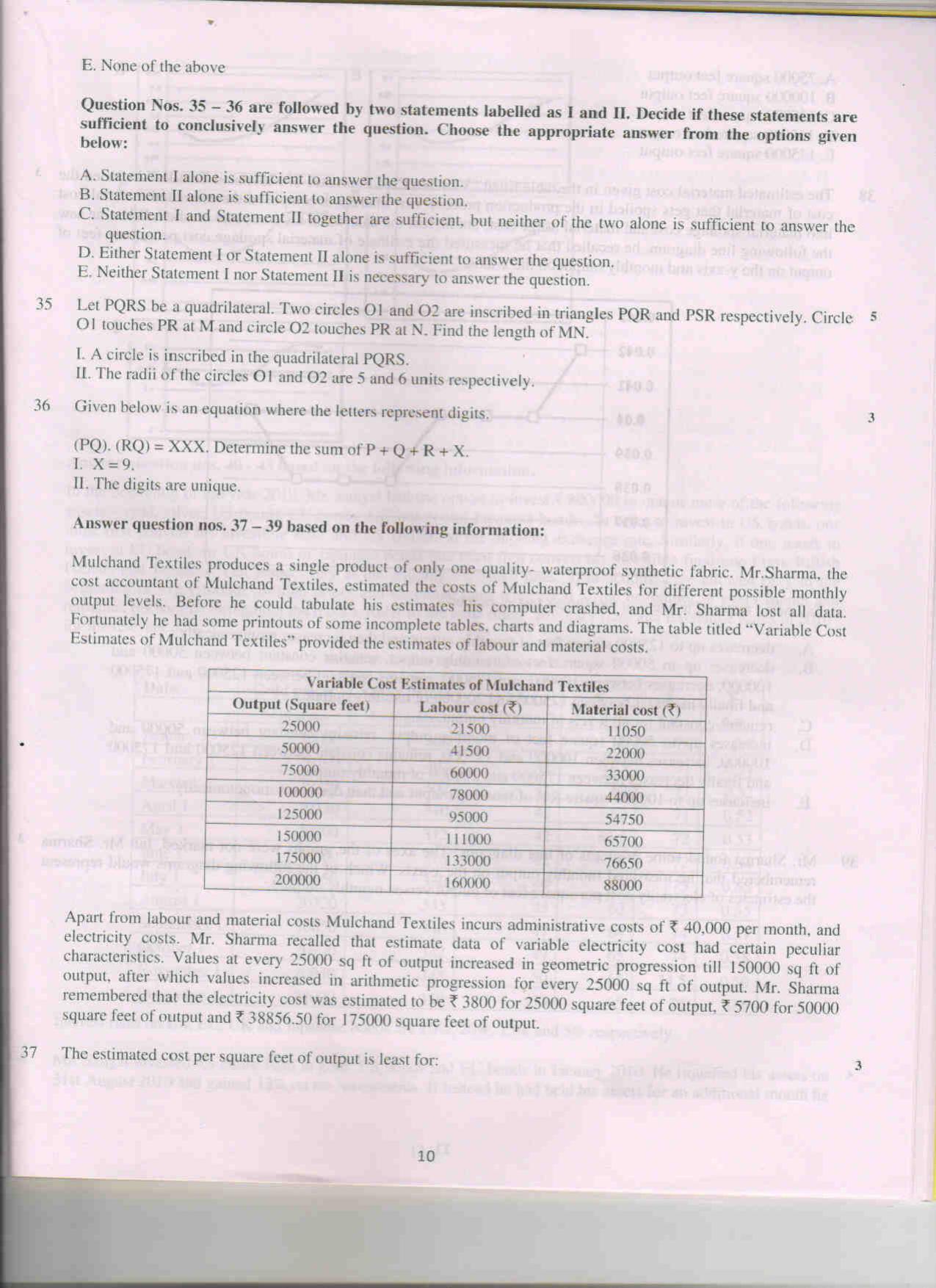XAT 2011 Set A Question Papers - Page 10