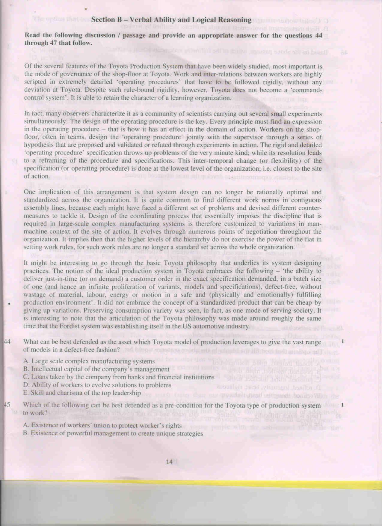 XAT 2011 Set A Question Papers - Page 14