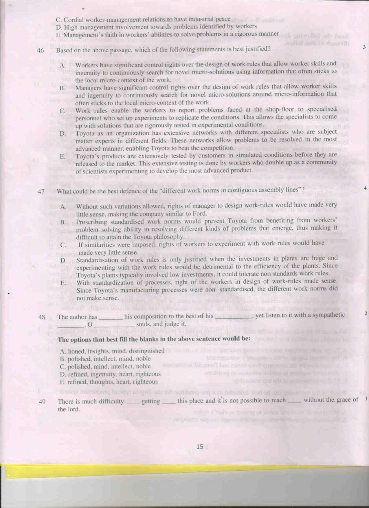 XAT 2011 Set A Question Papers - Page 15