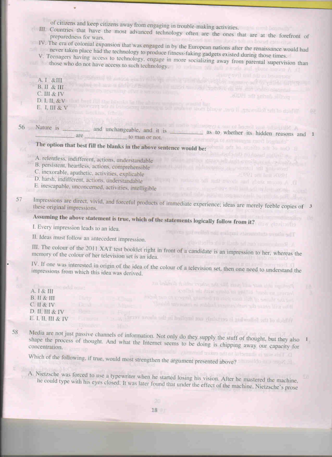 XAT 2011 Set A Question Papers - Page 18