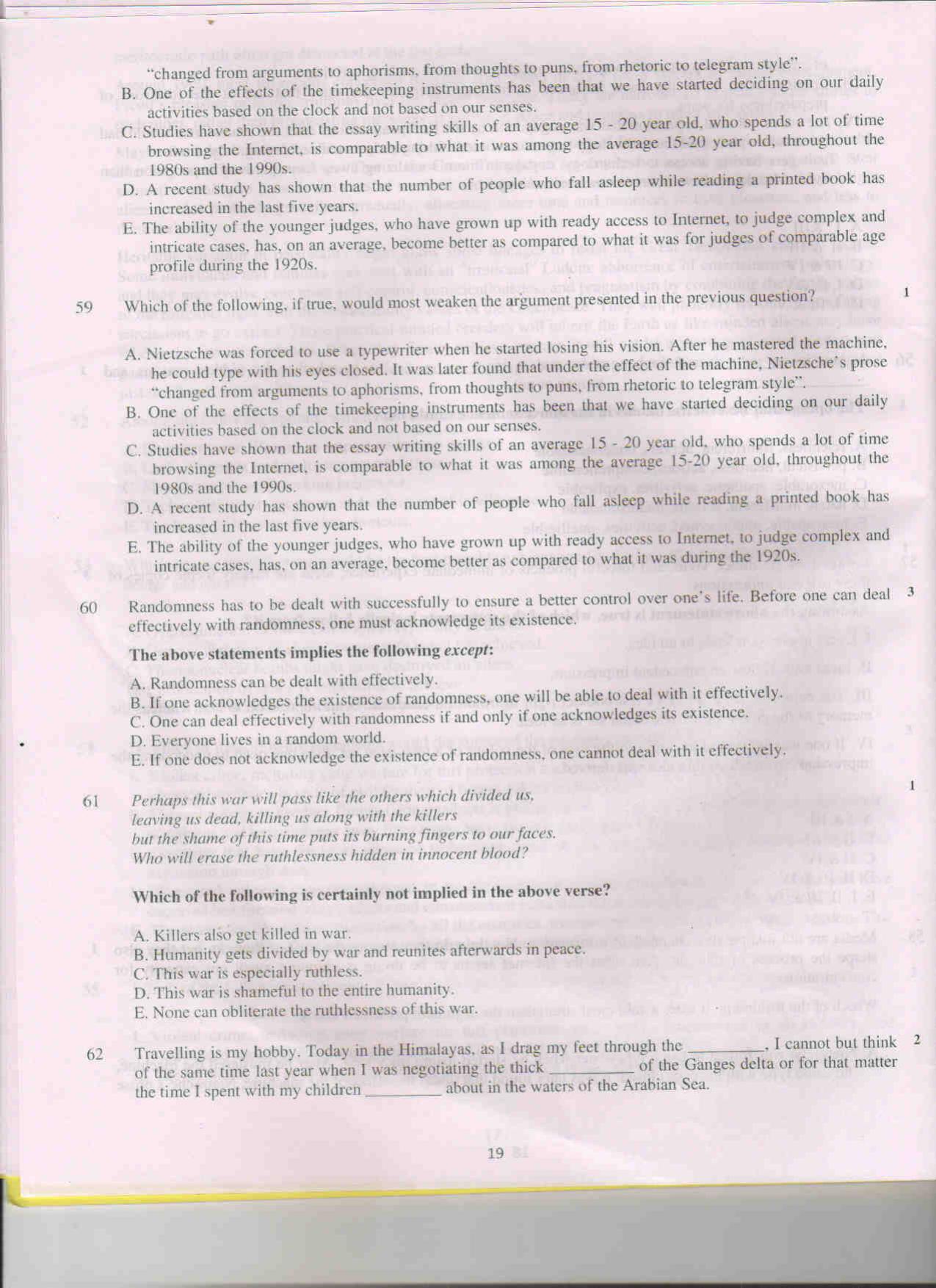 XAT 2011 Set A Question Papers - Page 19