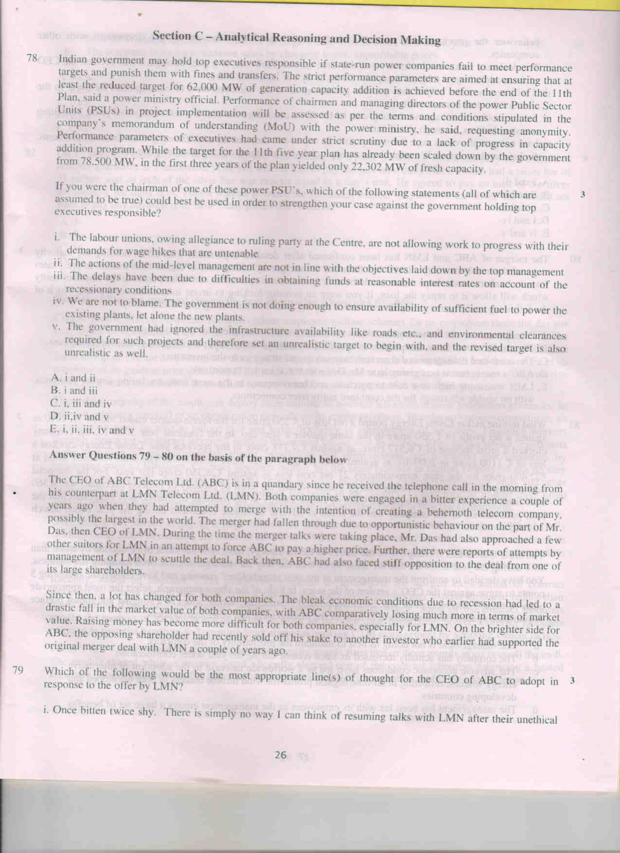 XAT 2011 Set A Question Papers - Page 26