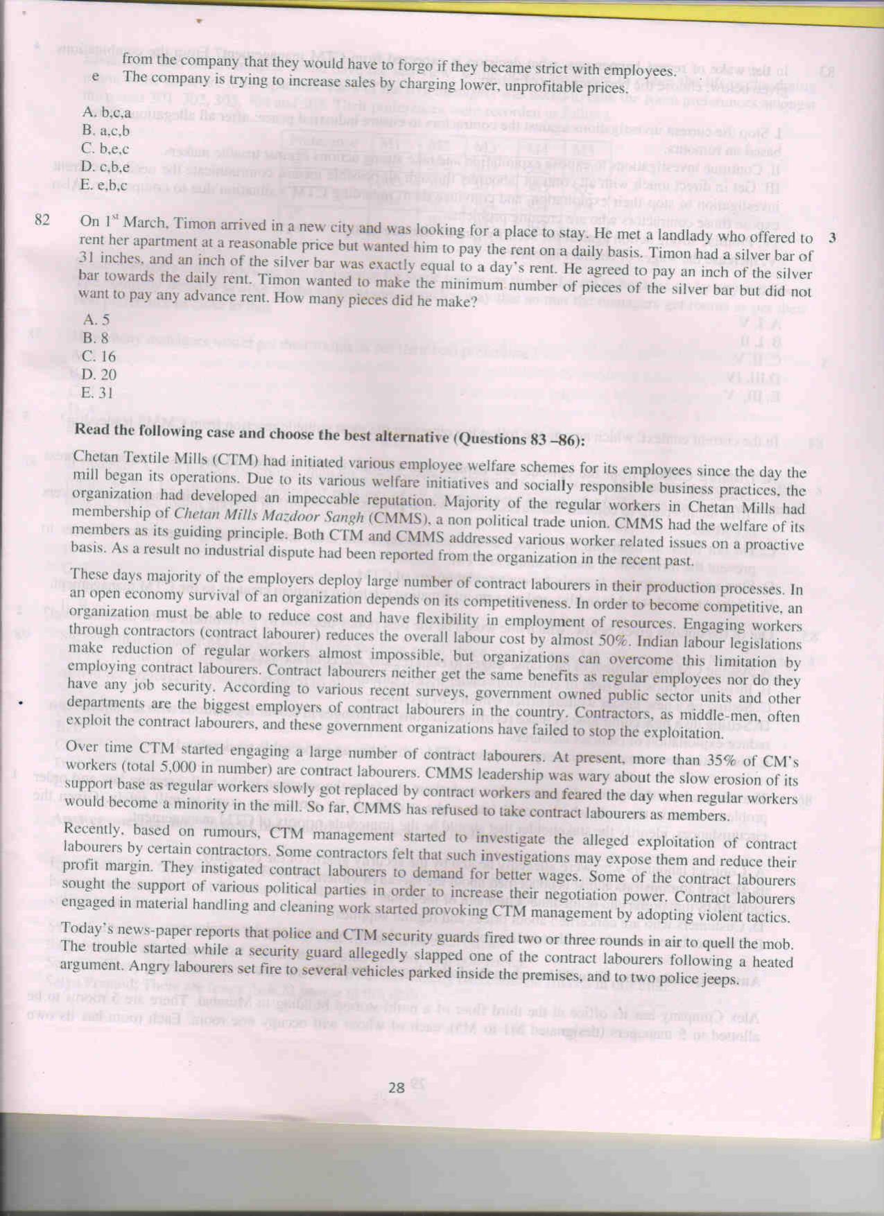 XAT 2011 Set A Question Papers - Page 28