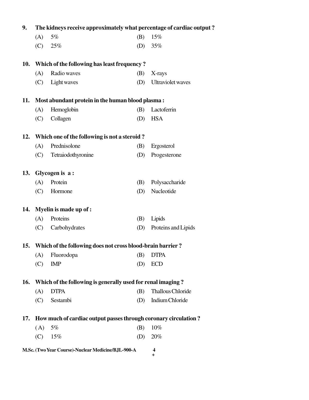 PU CET PG 2016 Question Paper Part I (SET A) - Page 4