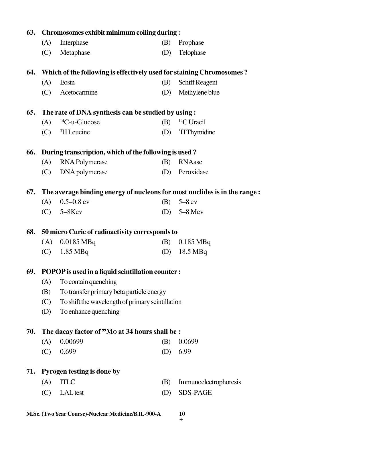 PU CET PG 2016 Question Paper Part I (SET A) - Page 10