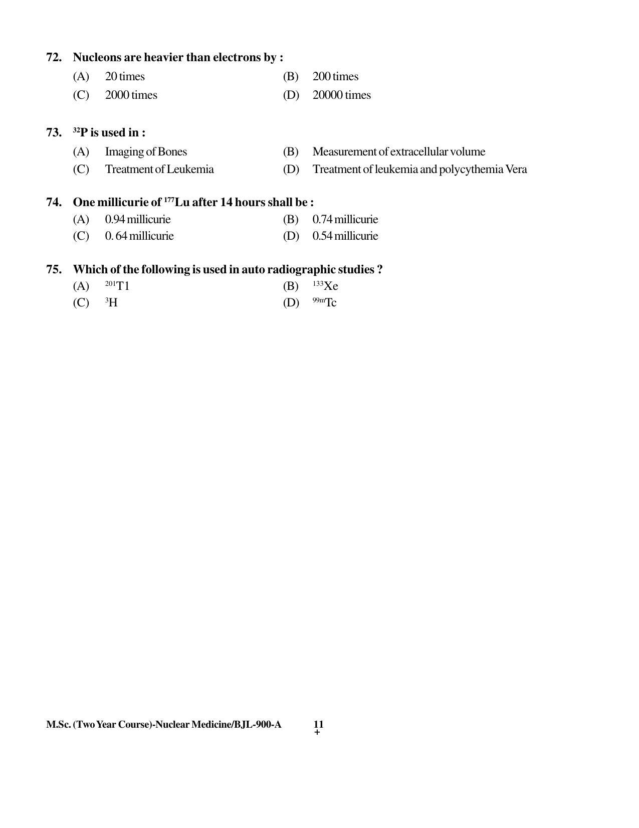 PU CET PG 2016 Question Paper Part I (SET A) - Page 11