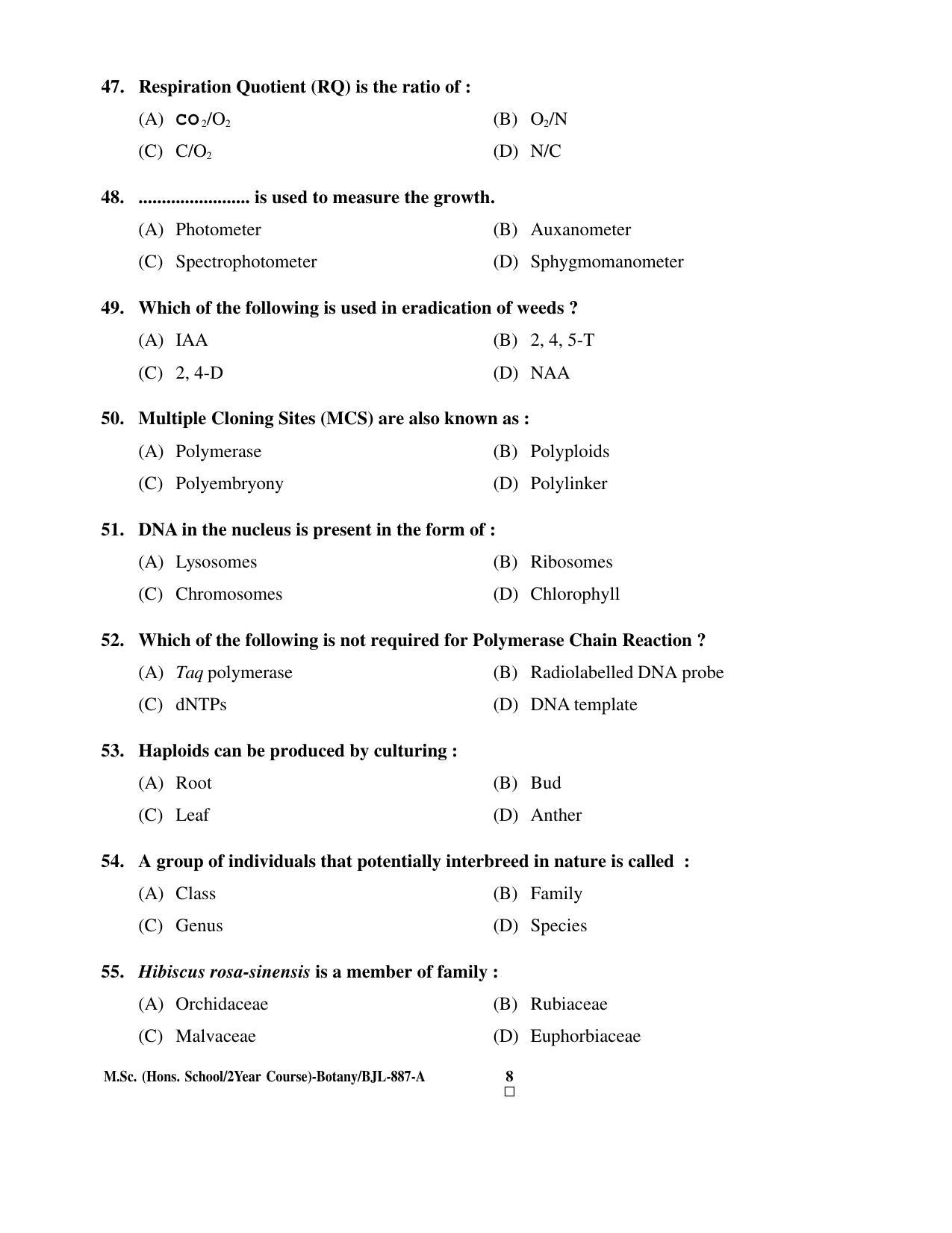 PU CET PG 2016 Question Paper Part I (SET A) - Page 62