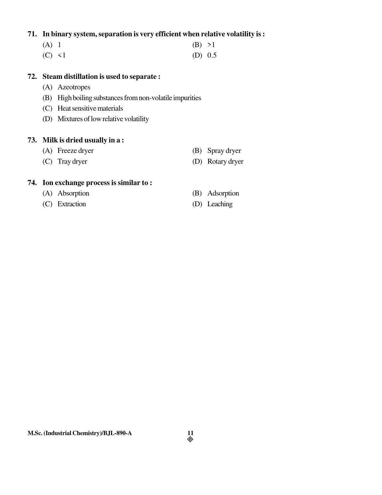 PU CET PG 2016 Question Paper Part I (SET A) - Page 89
