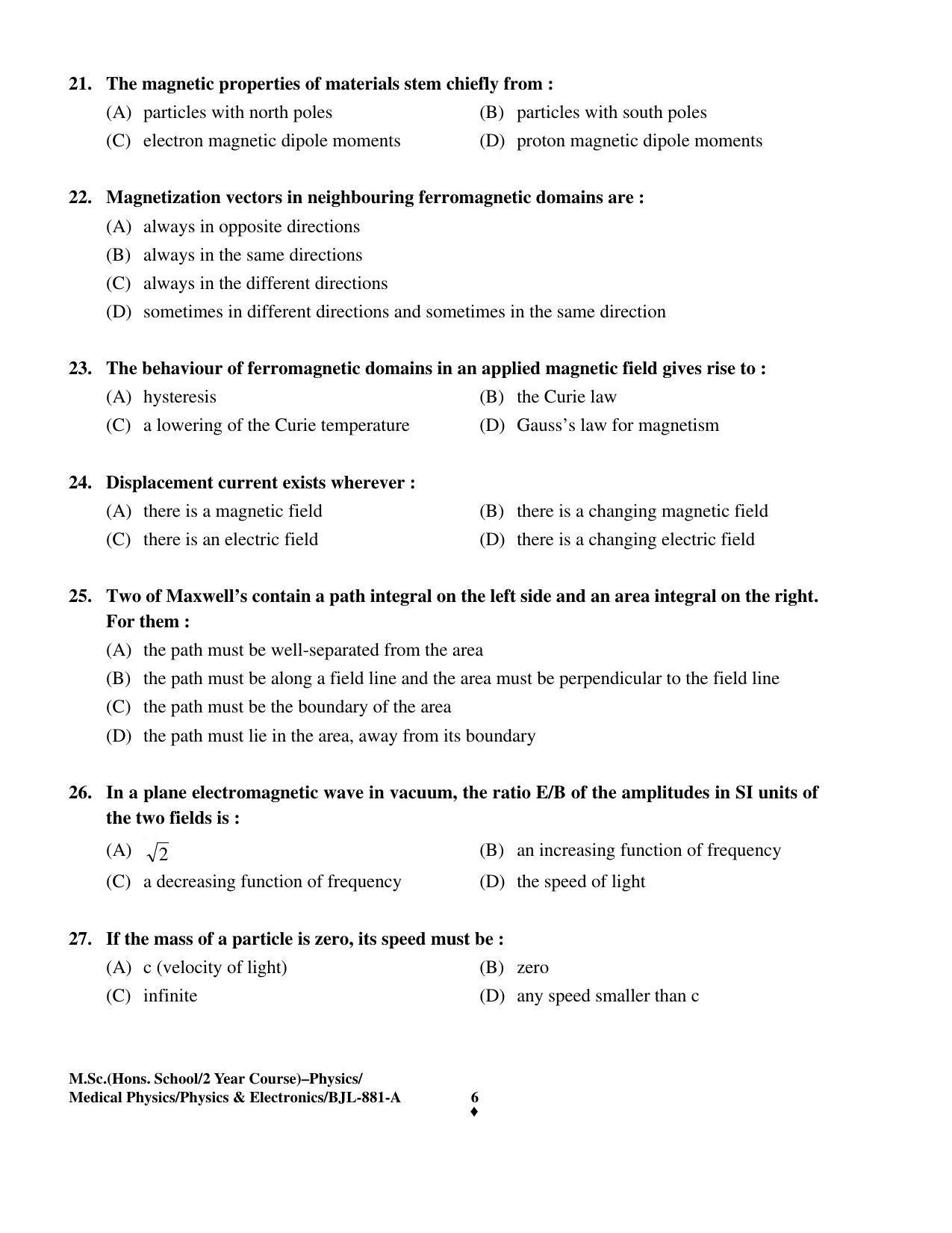 PU CET PG 2016 Question Paper Part I (SET A) - Page 111