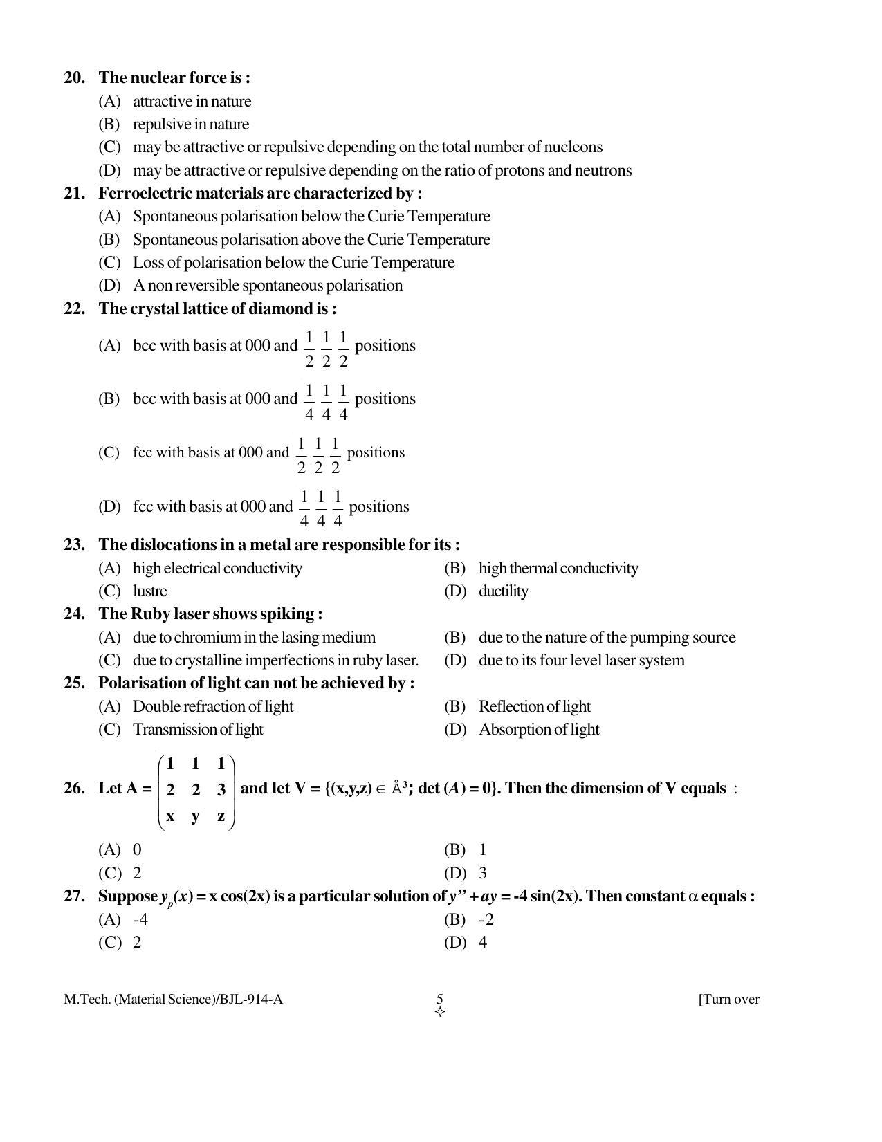 PU CET PG 2016 Question Paper Part I (SET A) - Page 126