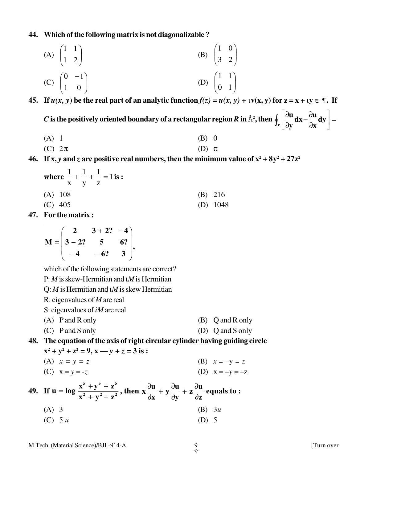 PU CET PG 2016 Question Paper Part I (SET A) - Page 130