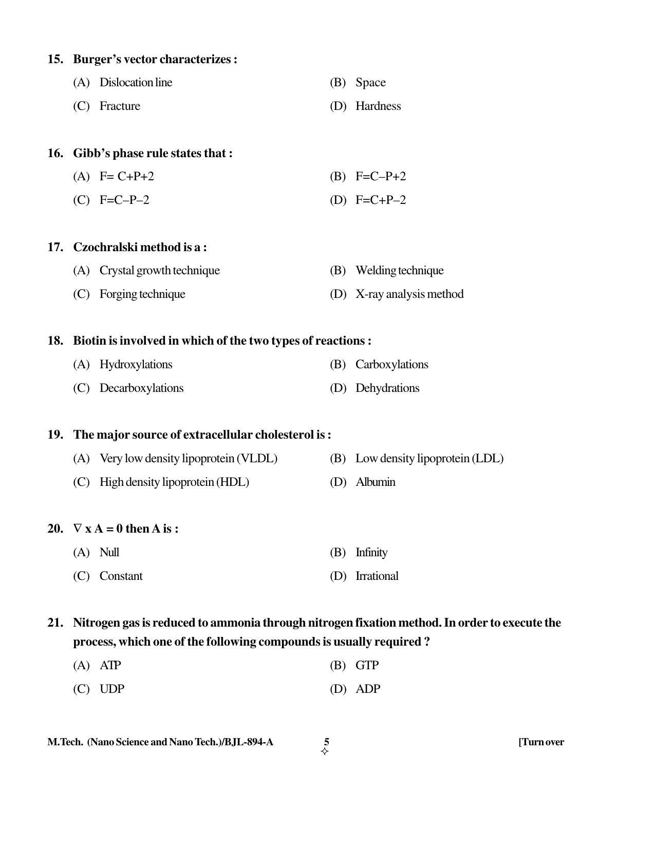 PU CET PG 2016 Question Paper Part I (SET A) - Page 137