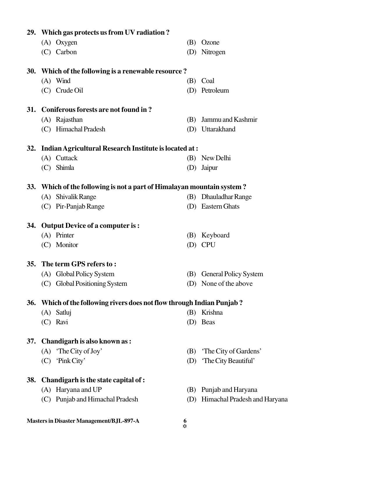 PU CET PG 2016 Question Paper Part I (SET A) - Page 184