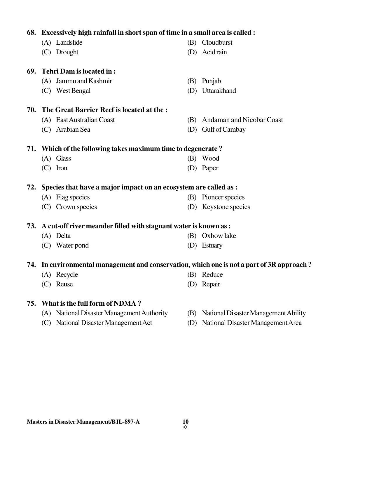 PU CET PG 2016 Question Paper Part I (SET A) - Page 188