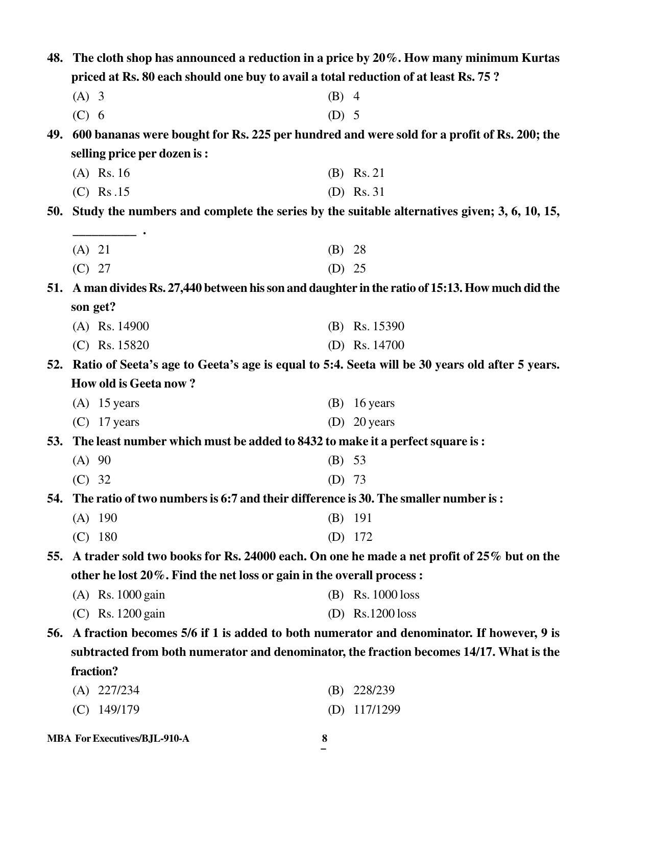 PU CET PG 2016 Question Paper Part I (SET A) - Page 237