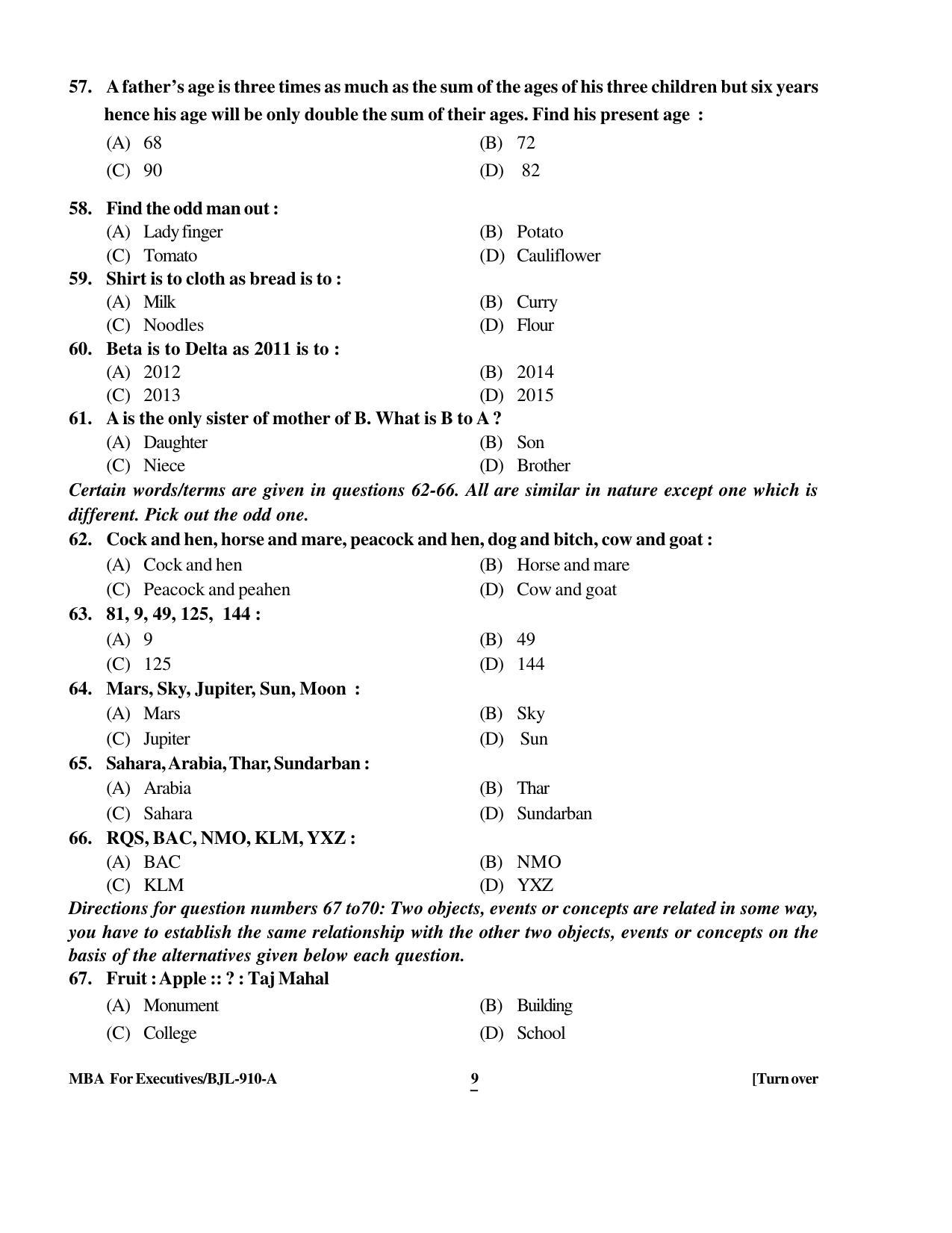 PU CET PG 2016 Question Paper Part I (SET A) - Page 238