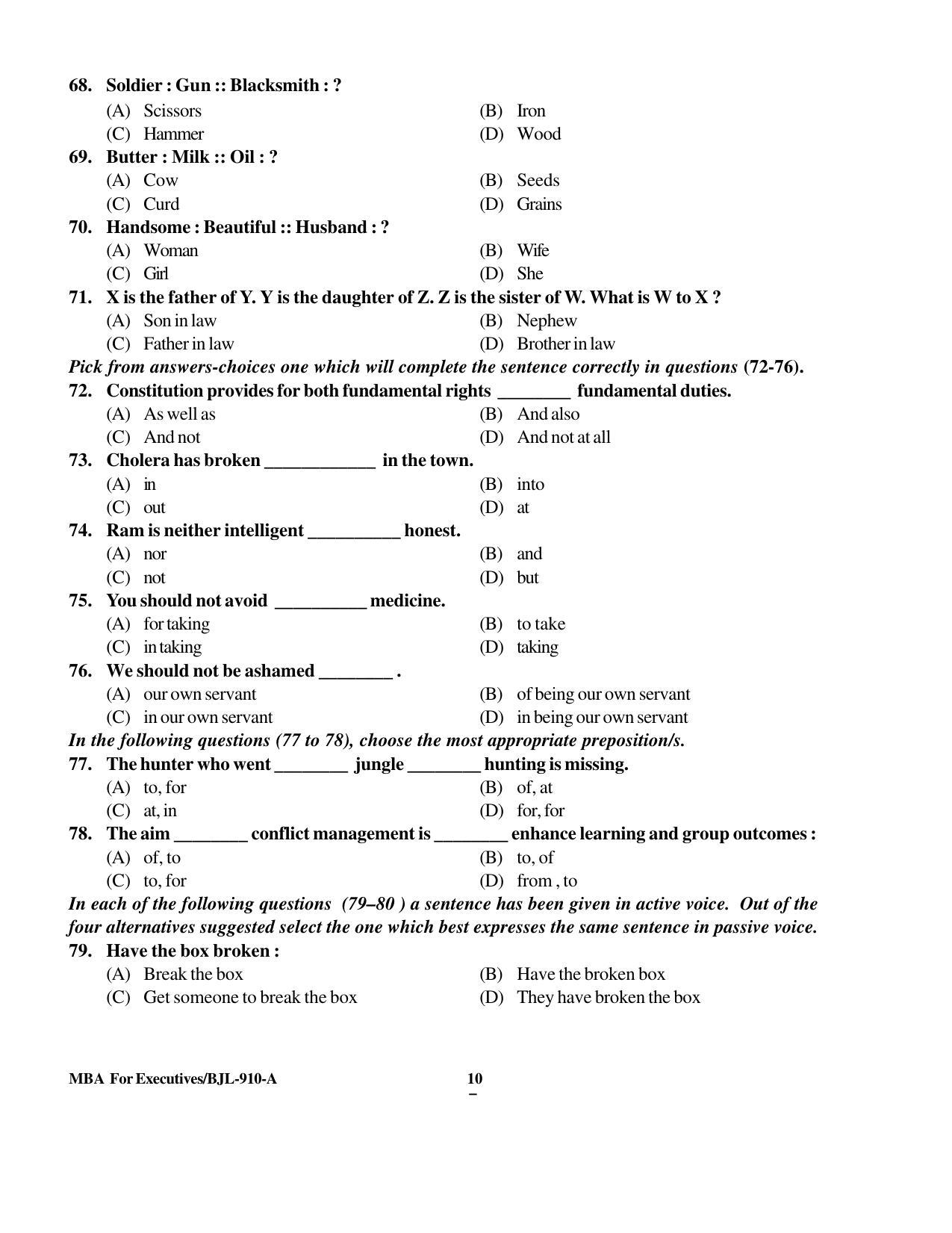PU CET PG 2016 Question Paper Part I (SET A) - Page 239