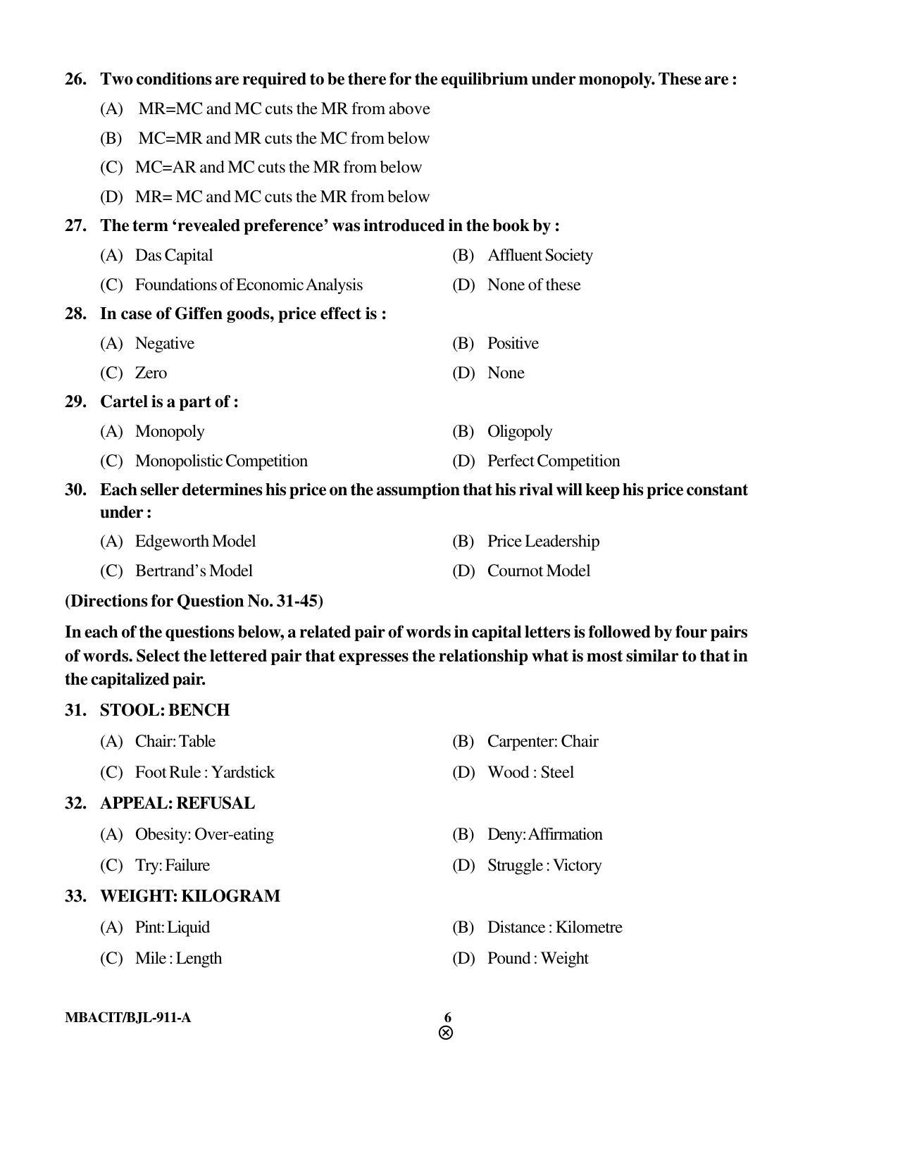 PU CET PG 2016 Question Paper Part I (SET A) - Page 247