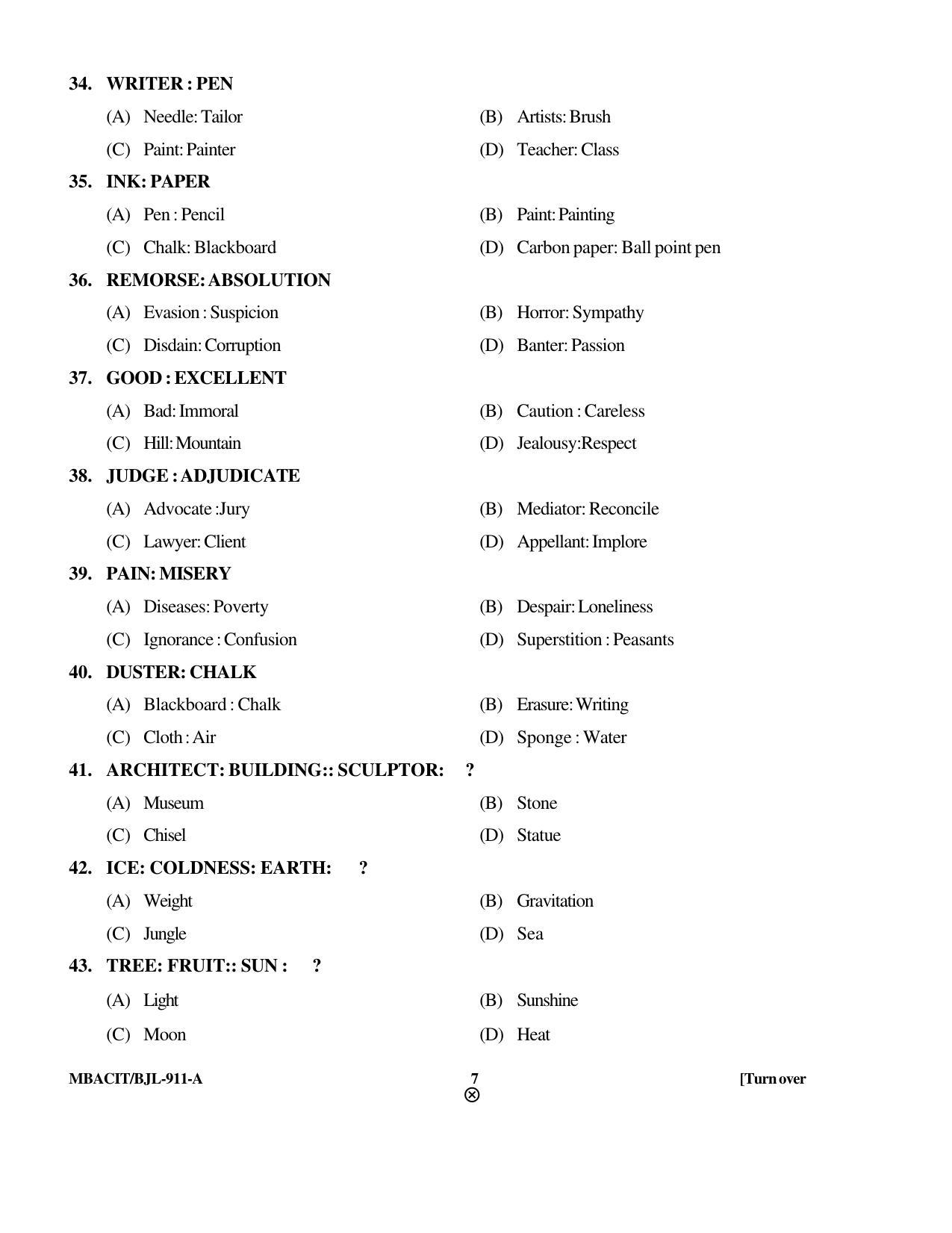 PU CET PG 2016 Question Paper Part I (SET A) - Page 248