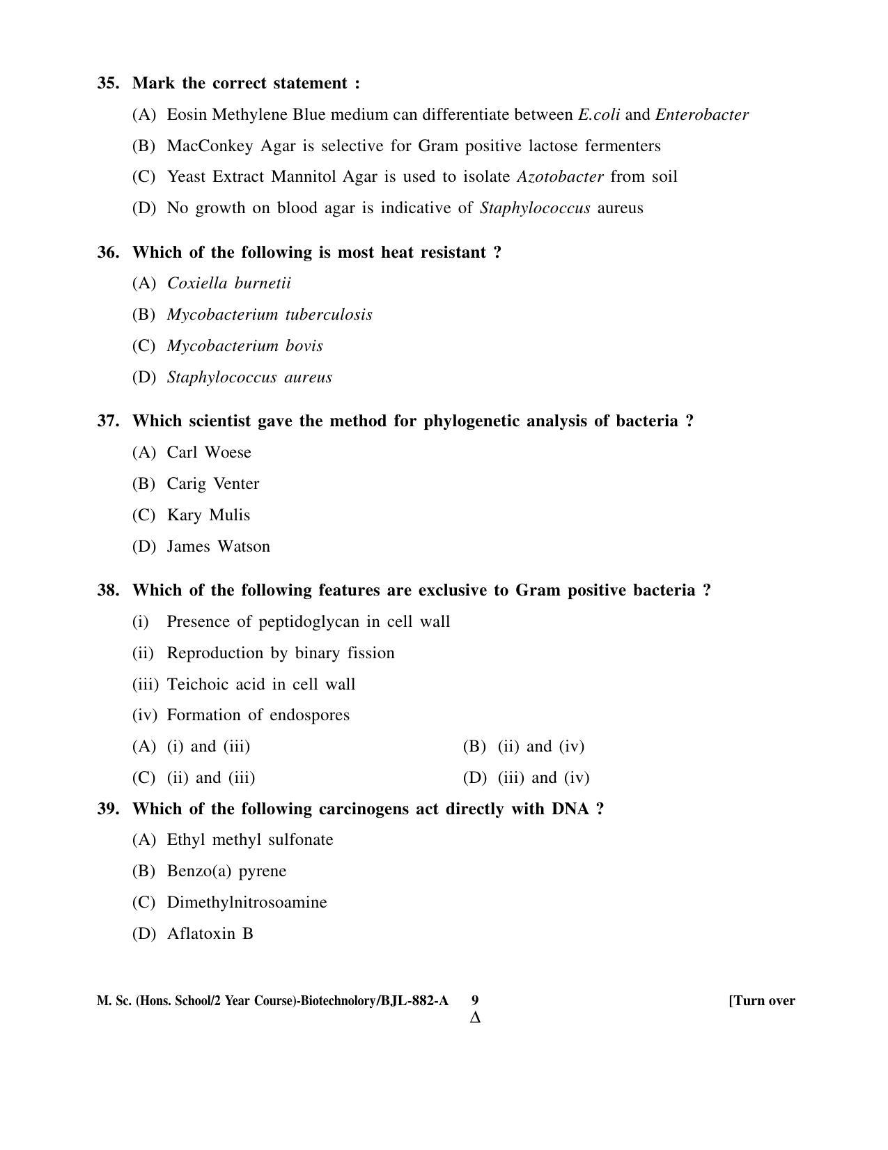 PU CET PG 2016 Question Paper Part I (SET A) - Page 262
