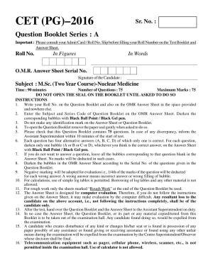 PU CET PG 2016 Question Paper Part I (SET A)