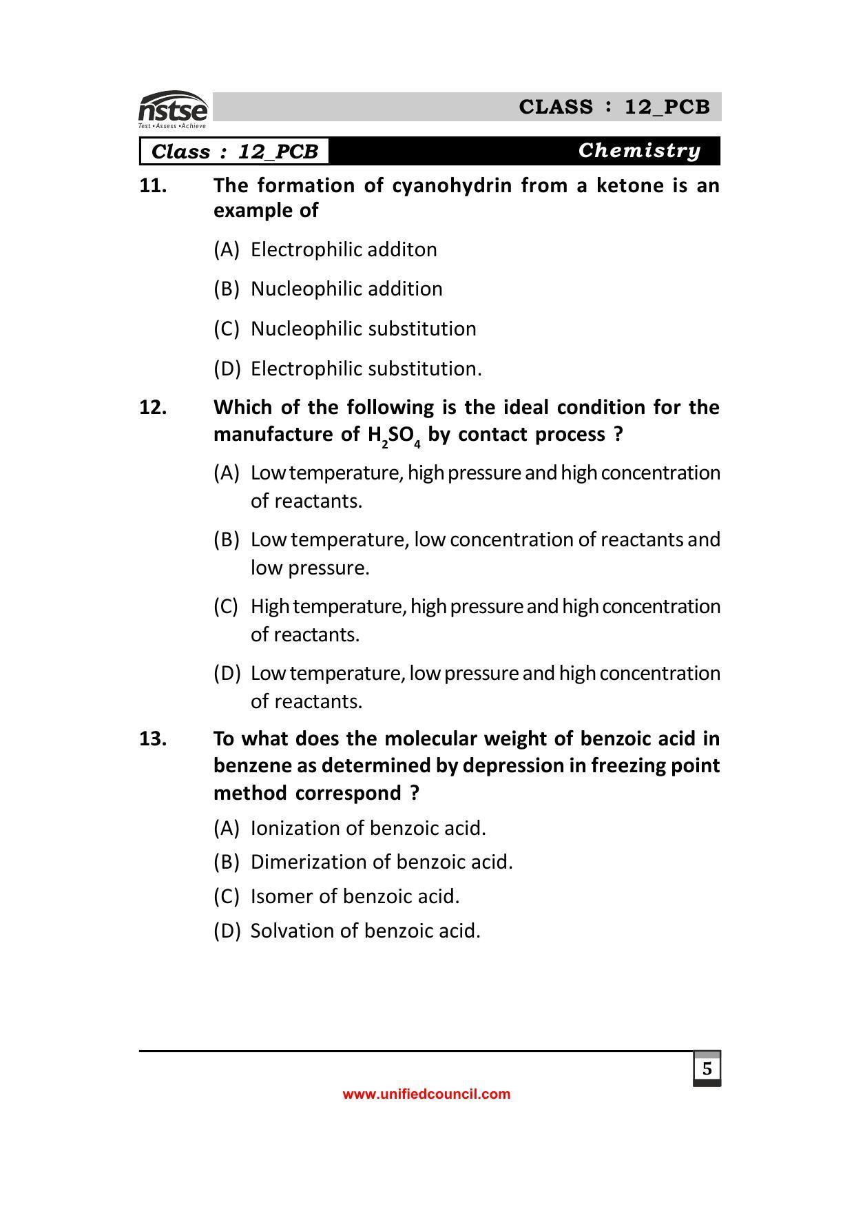 2023 Class 12 PCB NSTSE Sample Question Papers - Page 5