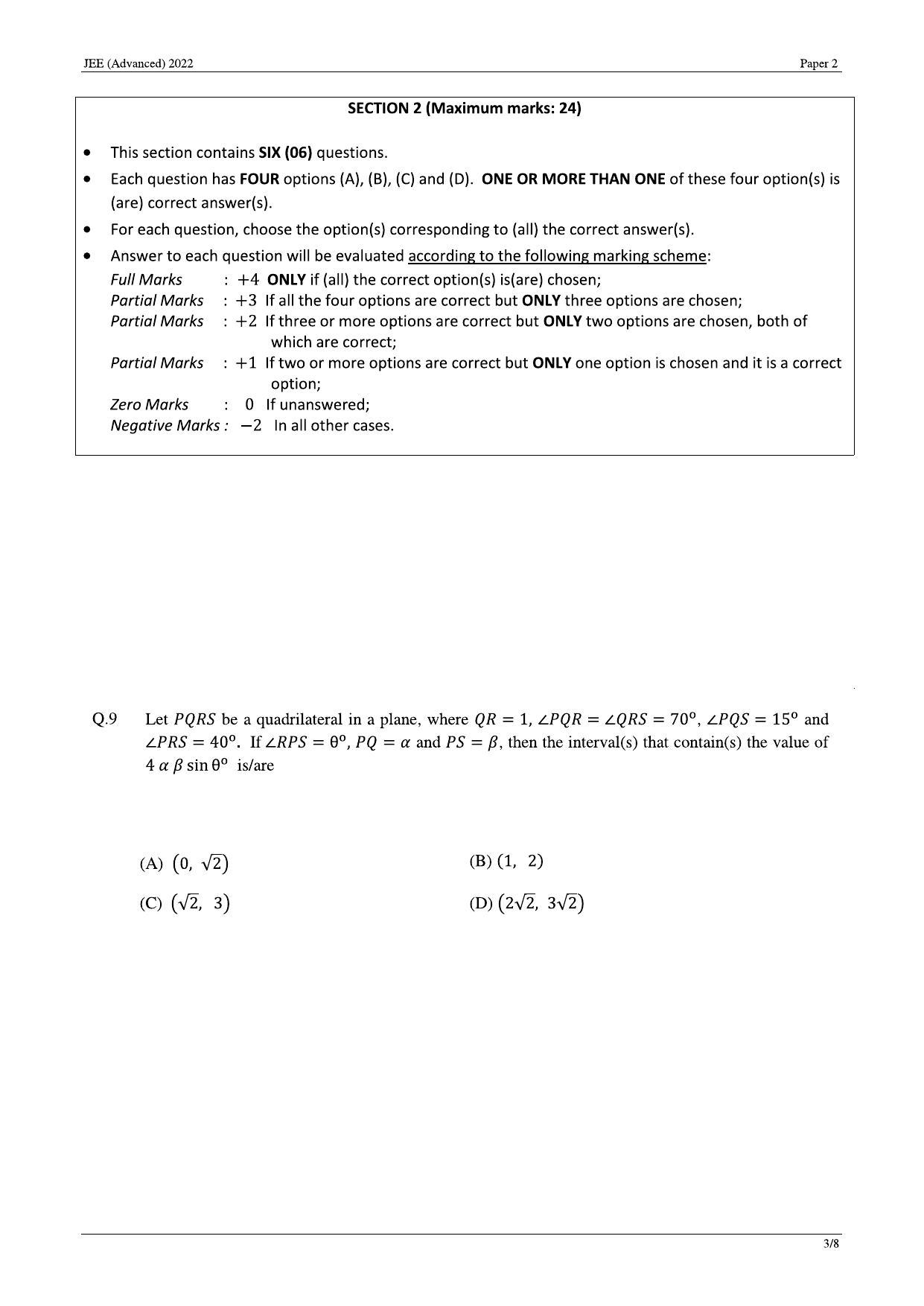 JEE (Advanced) 2022 Paper II - English Question Paper - Page 3