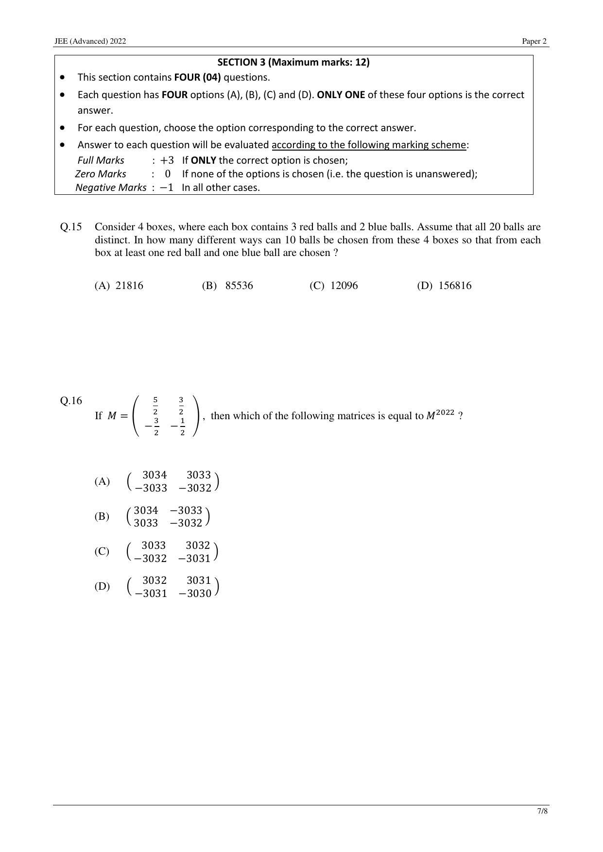 JEE (Advanced) 2022 Paper II - English Question Paper - Page 7