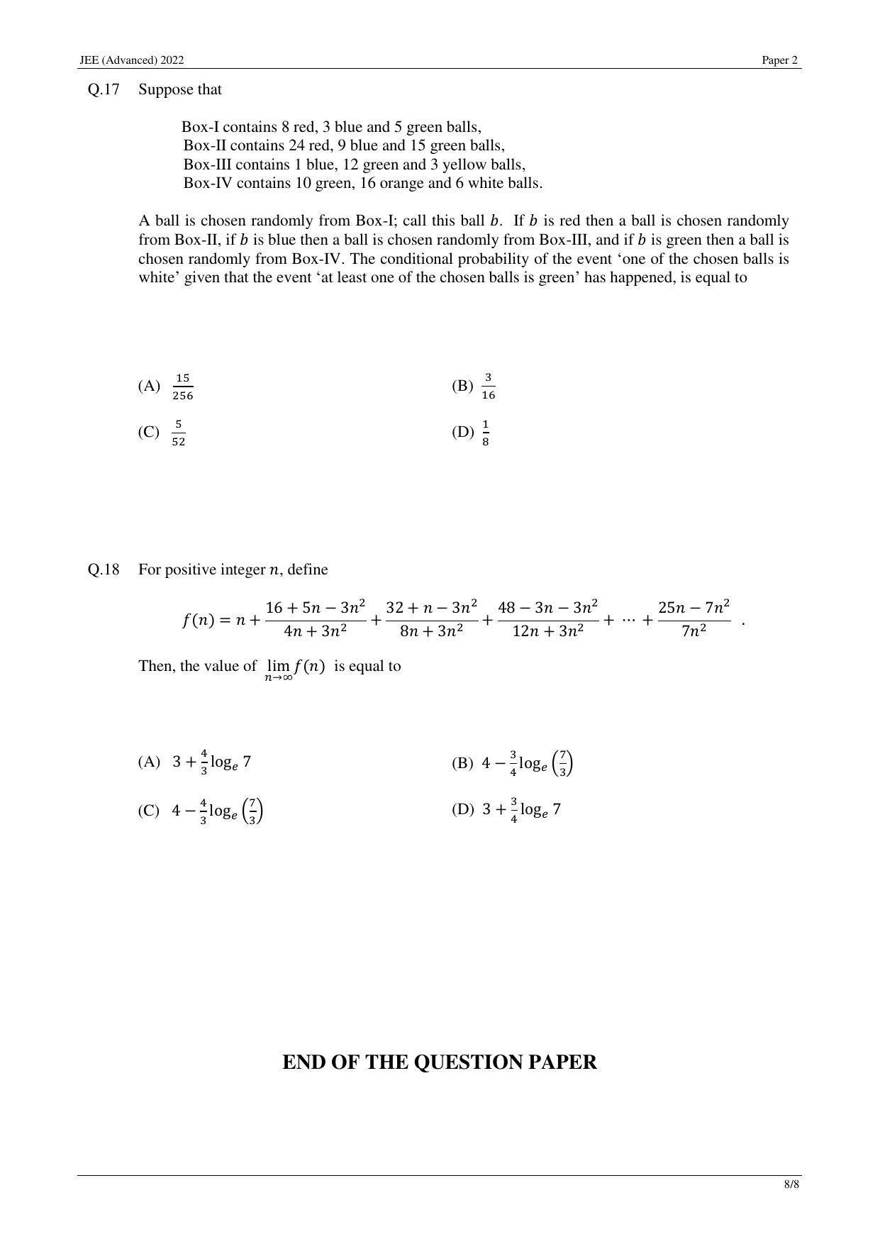JEE (Advanced) 2022 Paper II - English Question Paper - Page 8