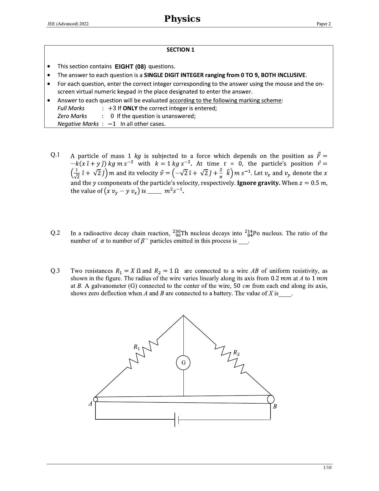 JEE (Advanced) 2022 Paper II - English Question Paper - Page 9
