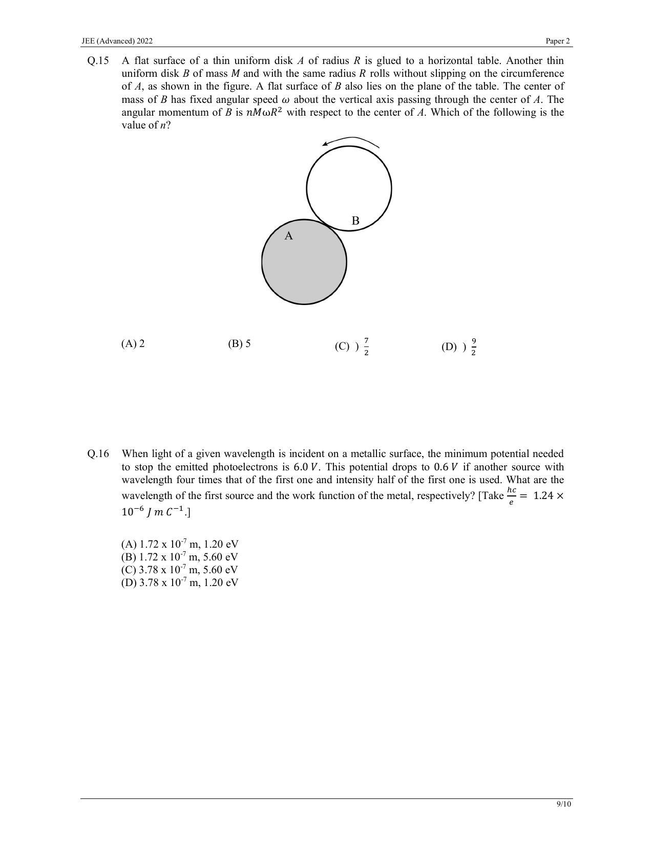 JEE (Advanced) 2022 Paper II - English Question Paper - Page 17