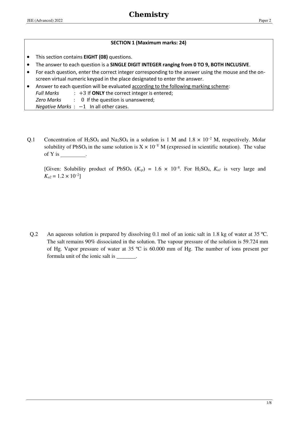 JEE (Advanced) 2022 Paper II - English Question Paper - Page 19