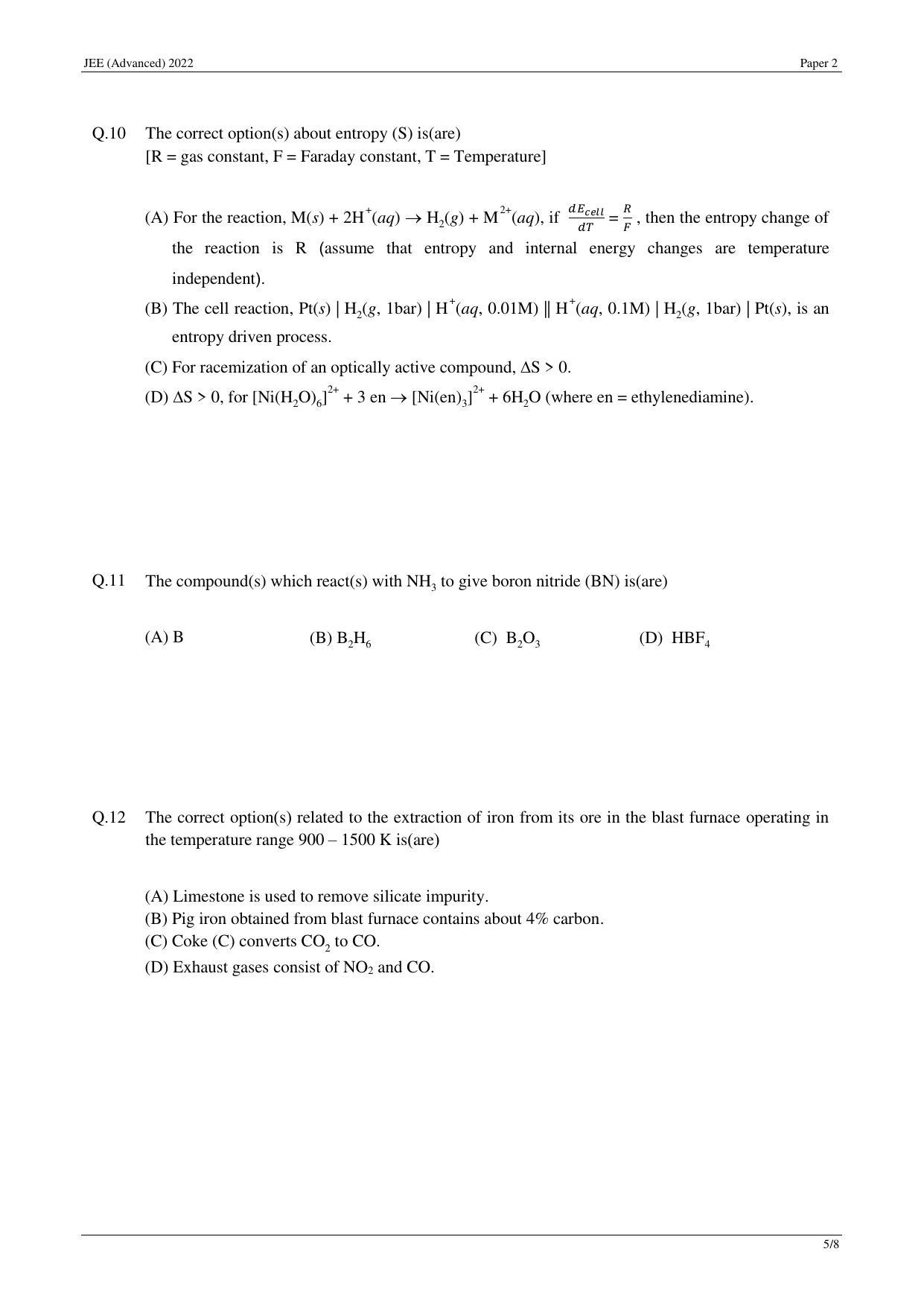 JEE (Advanced) 2022 Paper II - English Question Paper - Page 23