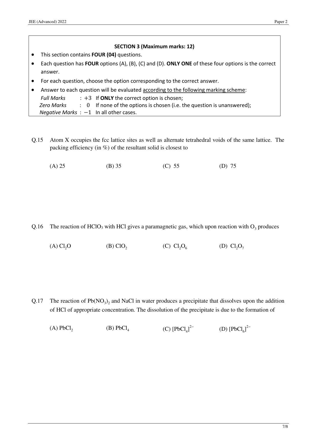 JEE (Advanced) 2022 Paper II - English Question Paper - Page 25