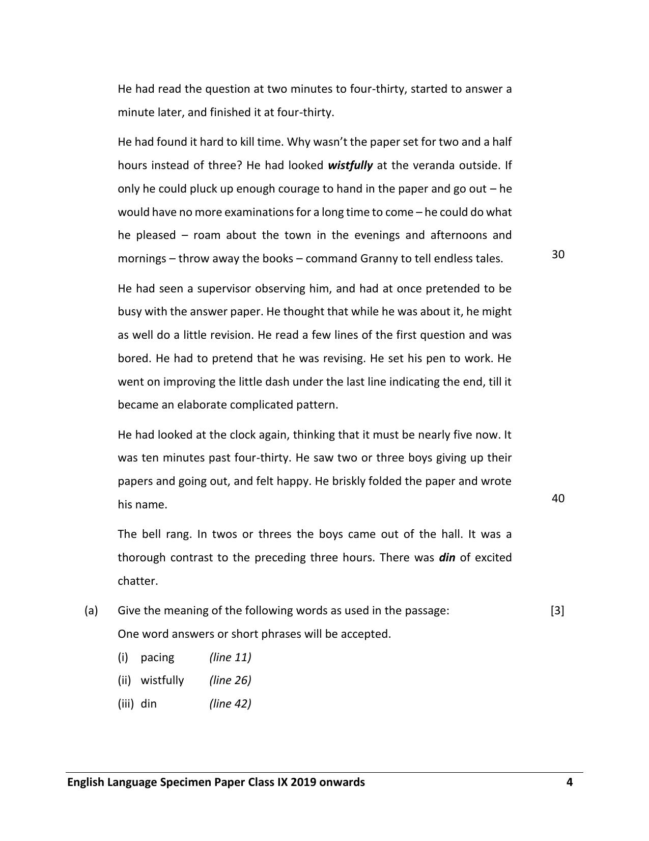 ICSE Class 9 English Language Paper-I Sample Paper - Page 4