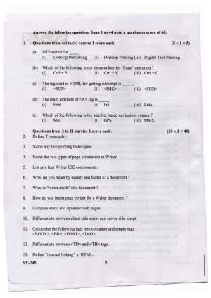  Kerala Plus Two 2021 Computer Applications (Humanities) Annual Question Paper