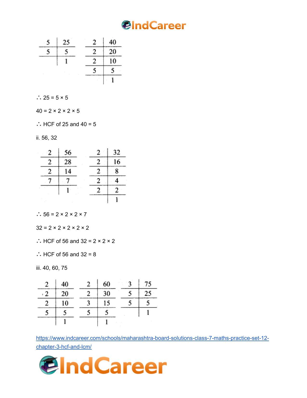 Maharashtra Board Solutions Class 7-Maths (Practice Set 12): Chapter 3- HCF and LCM - Page 3