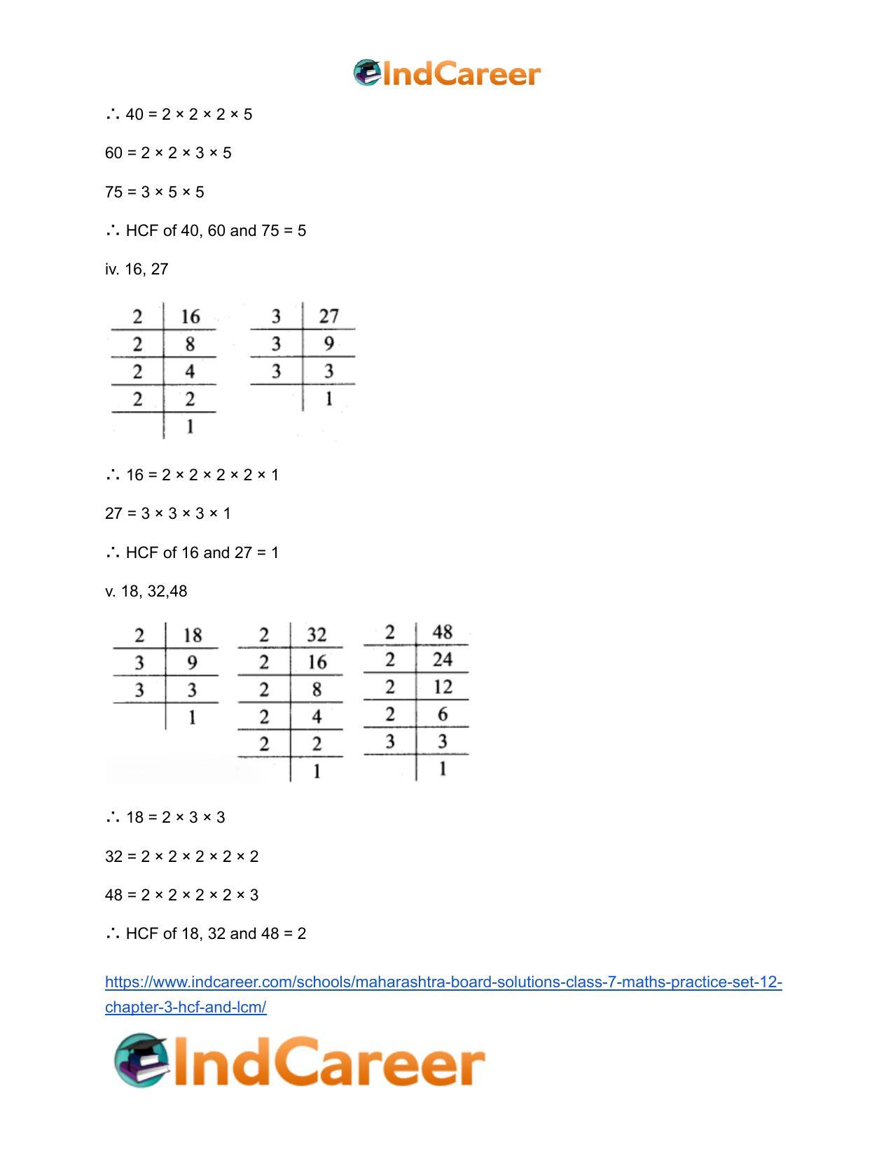 Maharashtra Board Solutions Class 7-Maths (Practice Set 12): Chapter 3- HCF and LCM - Page 4