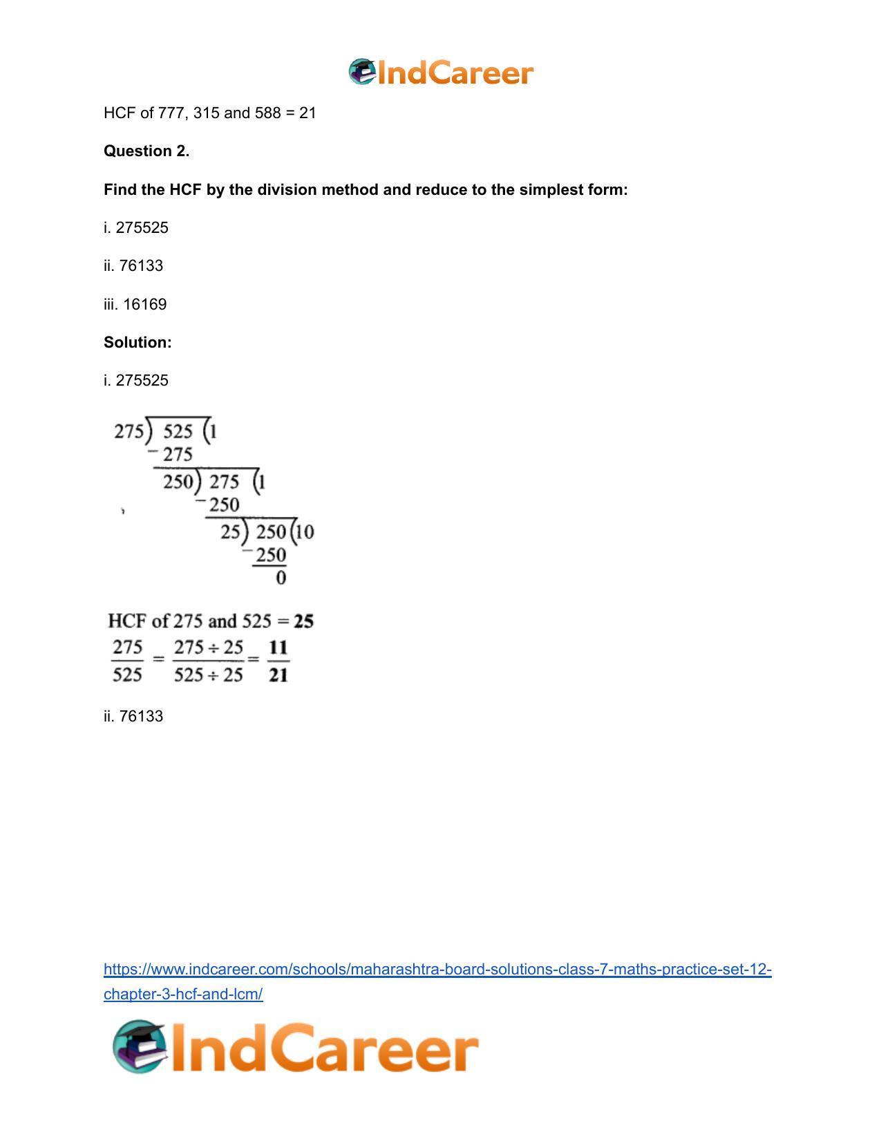 Maharashtra Board Solutions Class 7-Maths (Practice Set 12): Chapter 3- HCF and LCM - Page 7