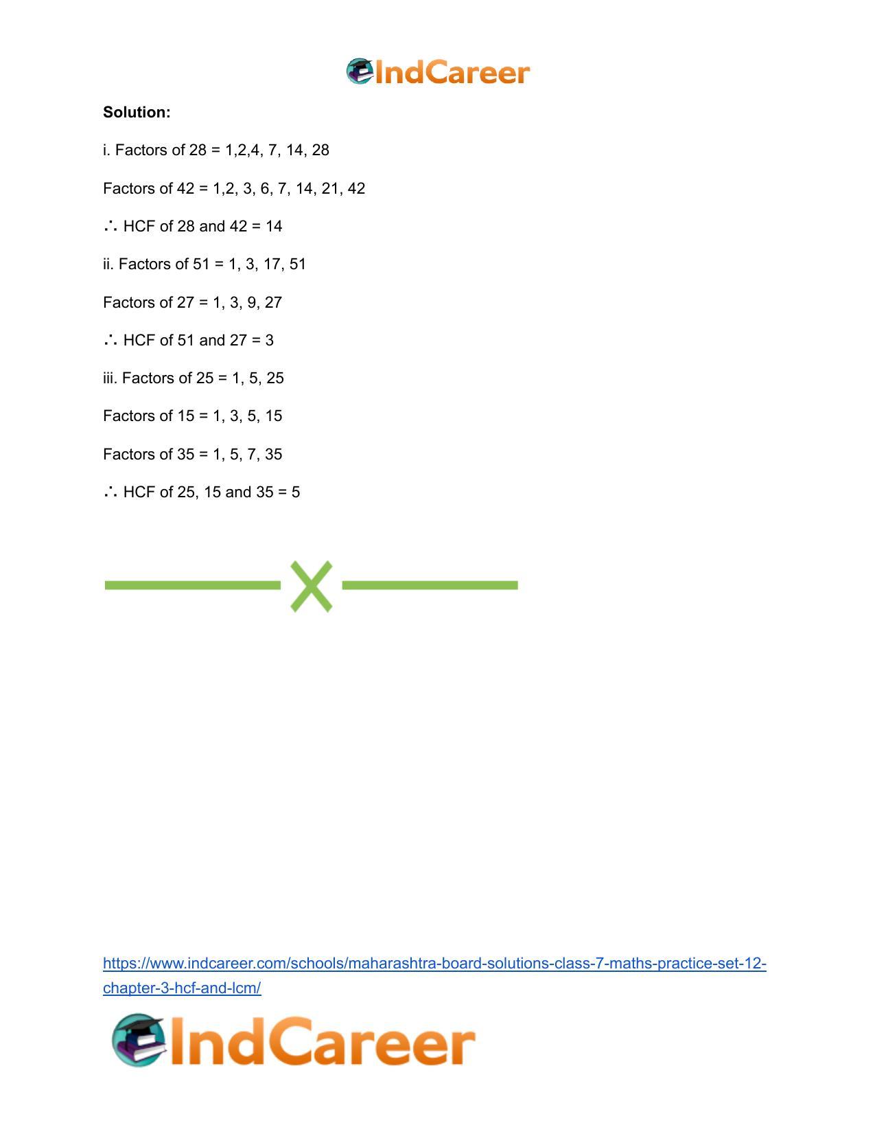 Maharashtra Board Solutions Class 7-Maths (Practice Set 12): Chapter 3- HCF and LCM - Page 9