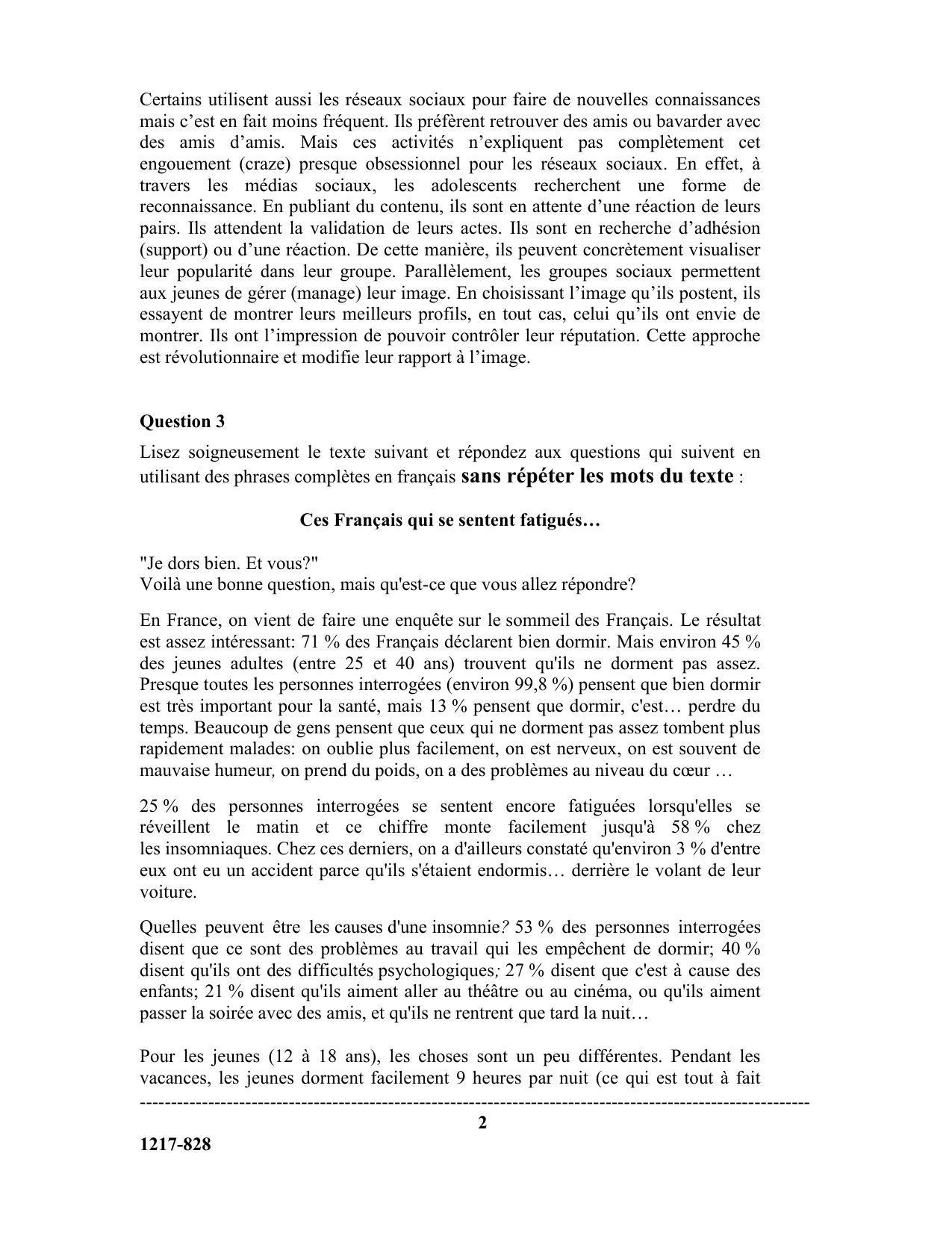 ISC Class 12 2017 French Question Paper - Page 2