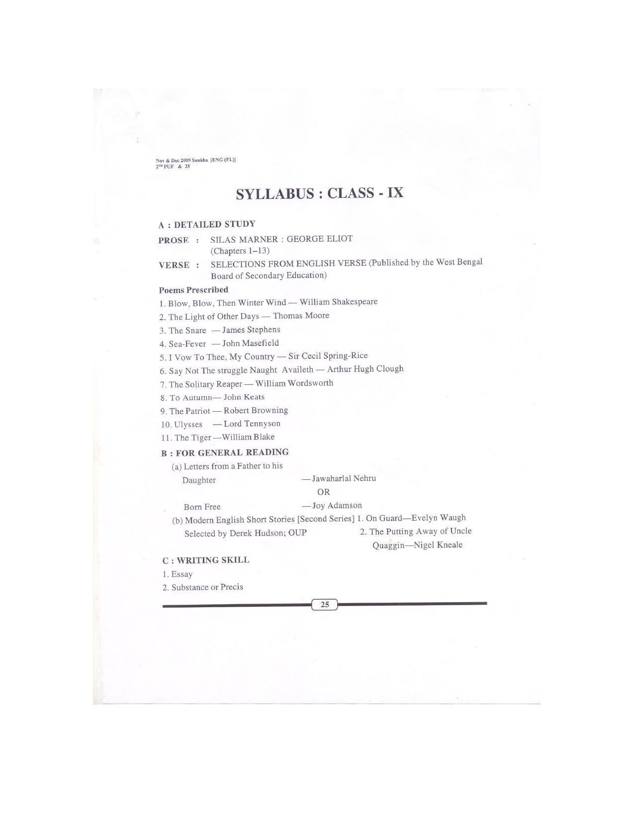 WBBSE Class 10th  Syllabus [English (FL- I )] - Page 2