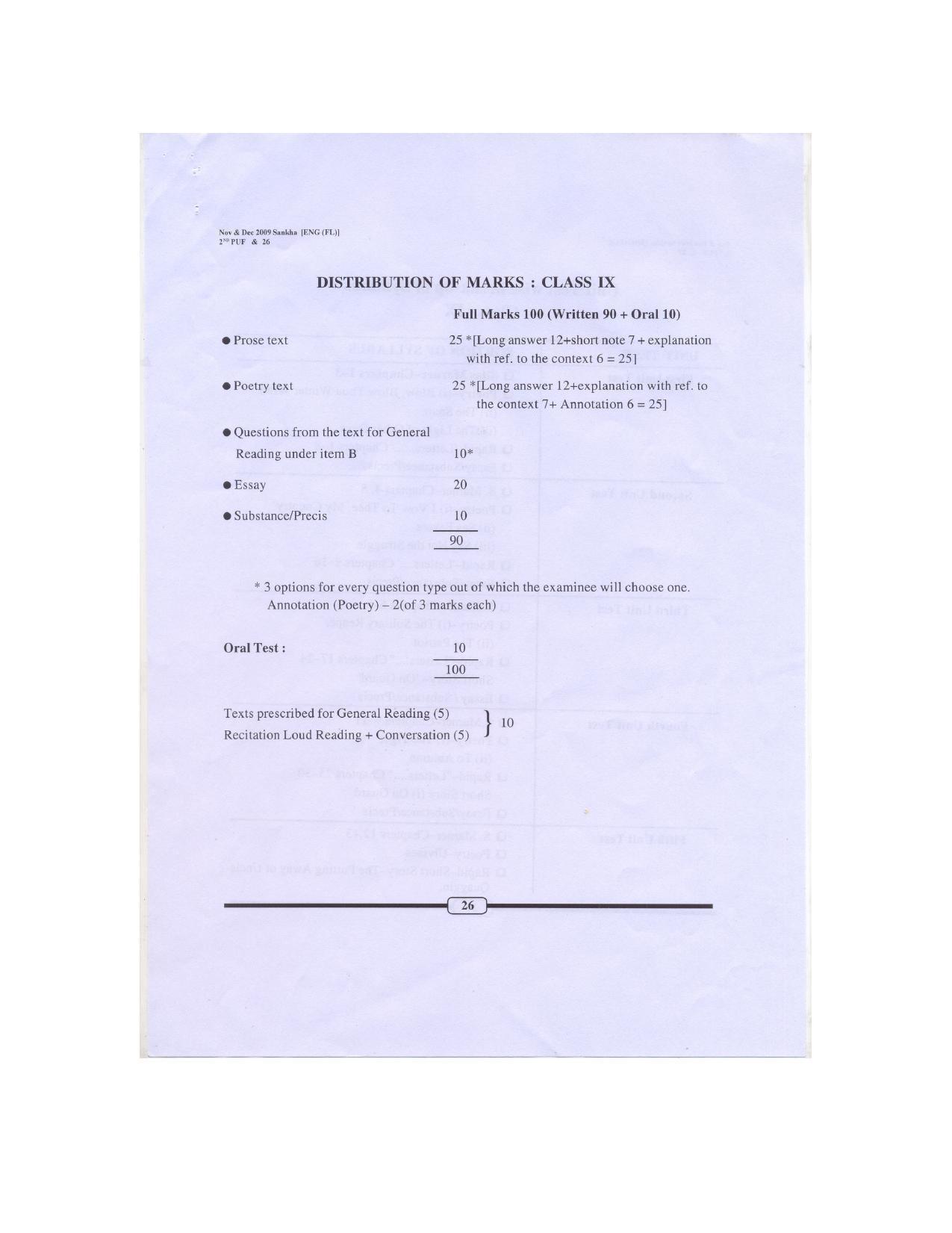 WBBSE Class 10th  Syllabus [English (FL- I )] - Page 3